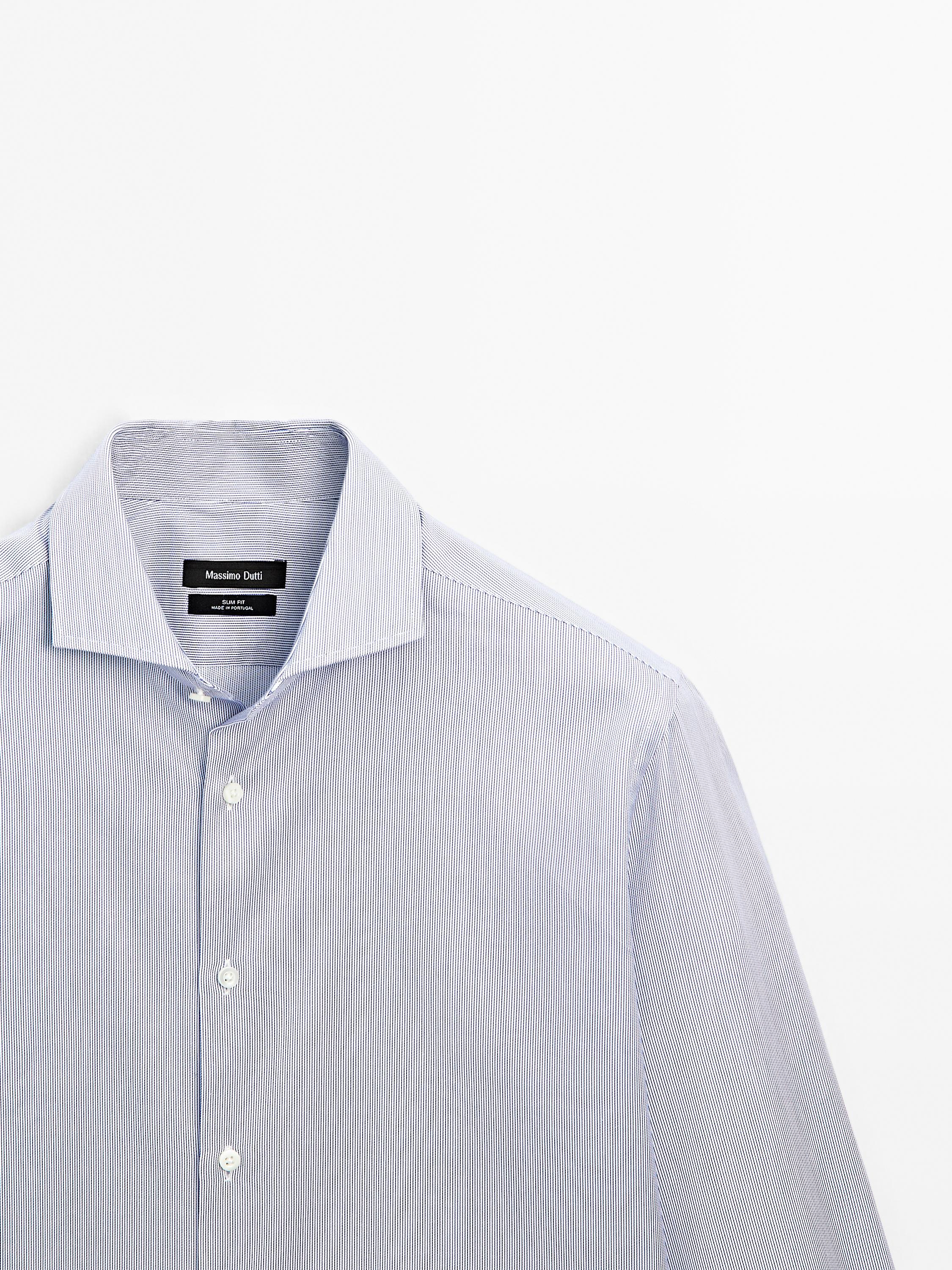 Slim fit striped 100% cotton shirt