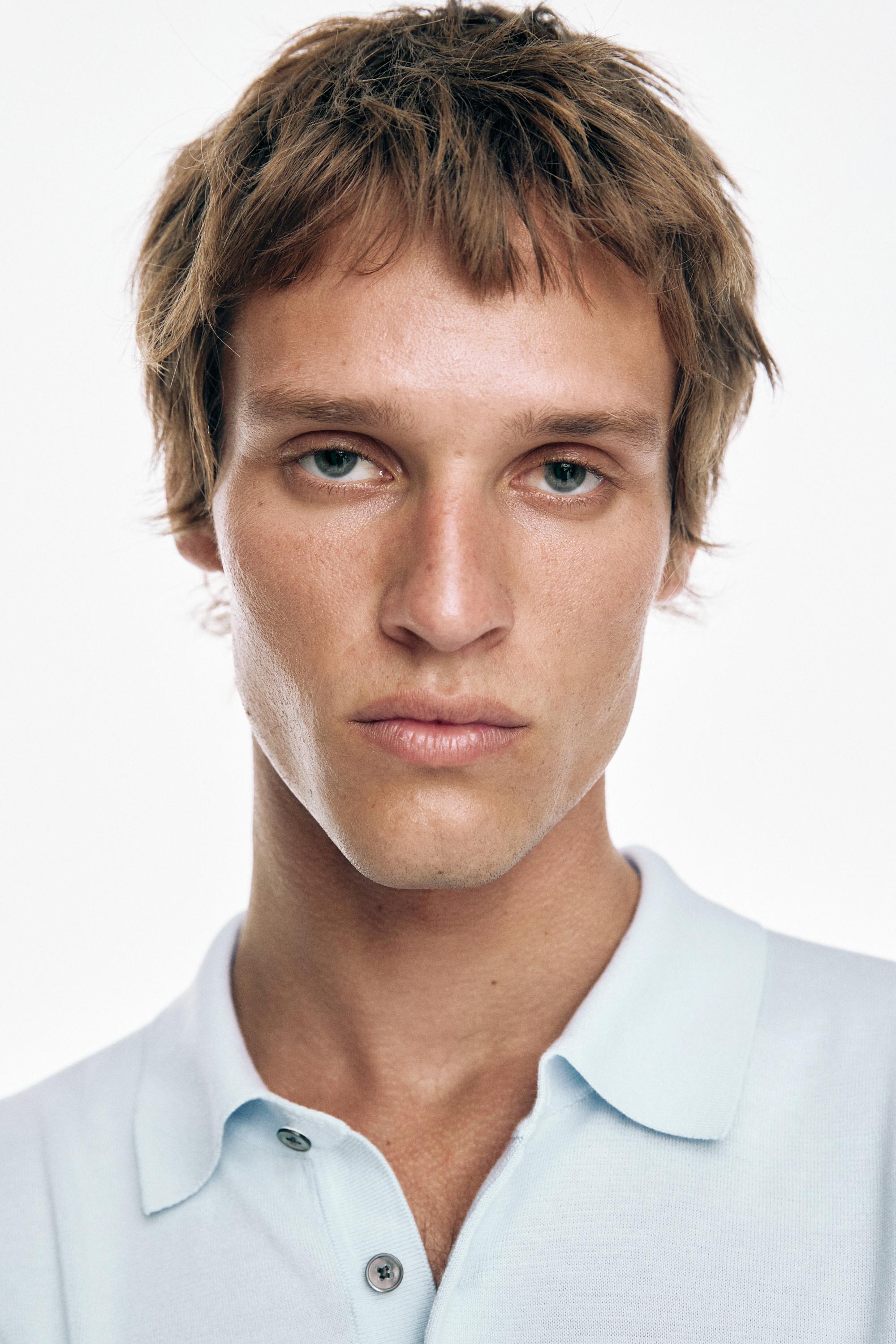 100% Cotton Knit Polo Shirt — Light Blue