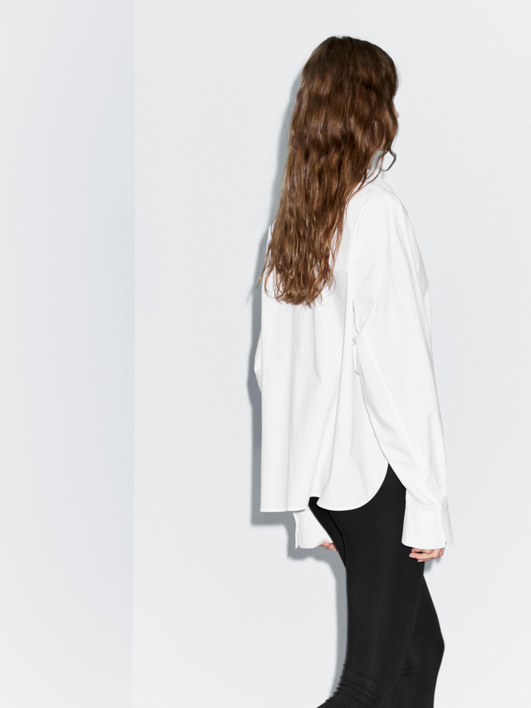 Loose-fitting 100% cotton poplin shirt