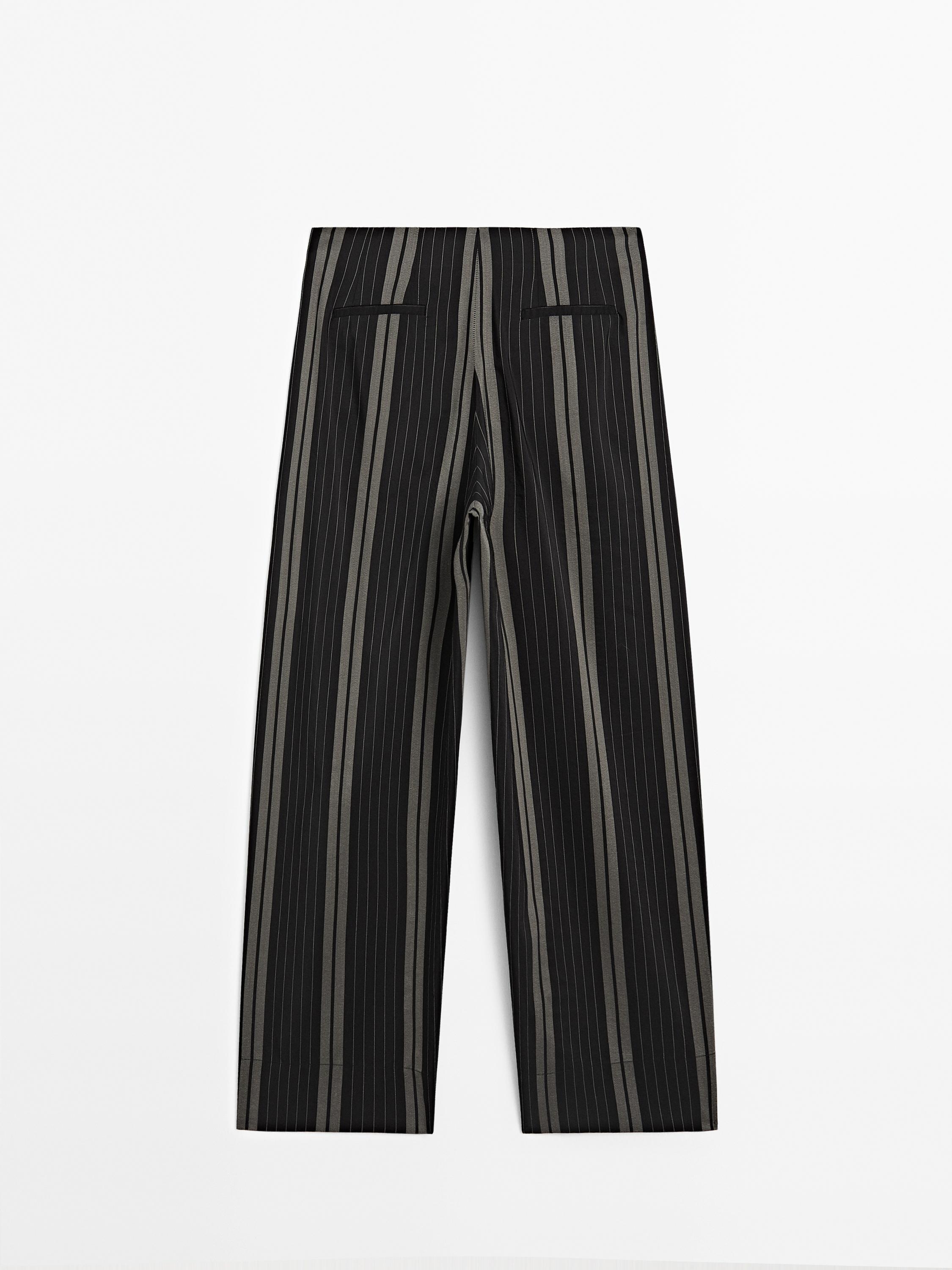 Lightweight striped flowing trousers