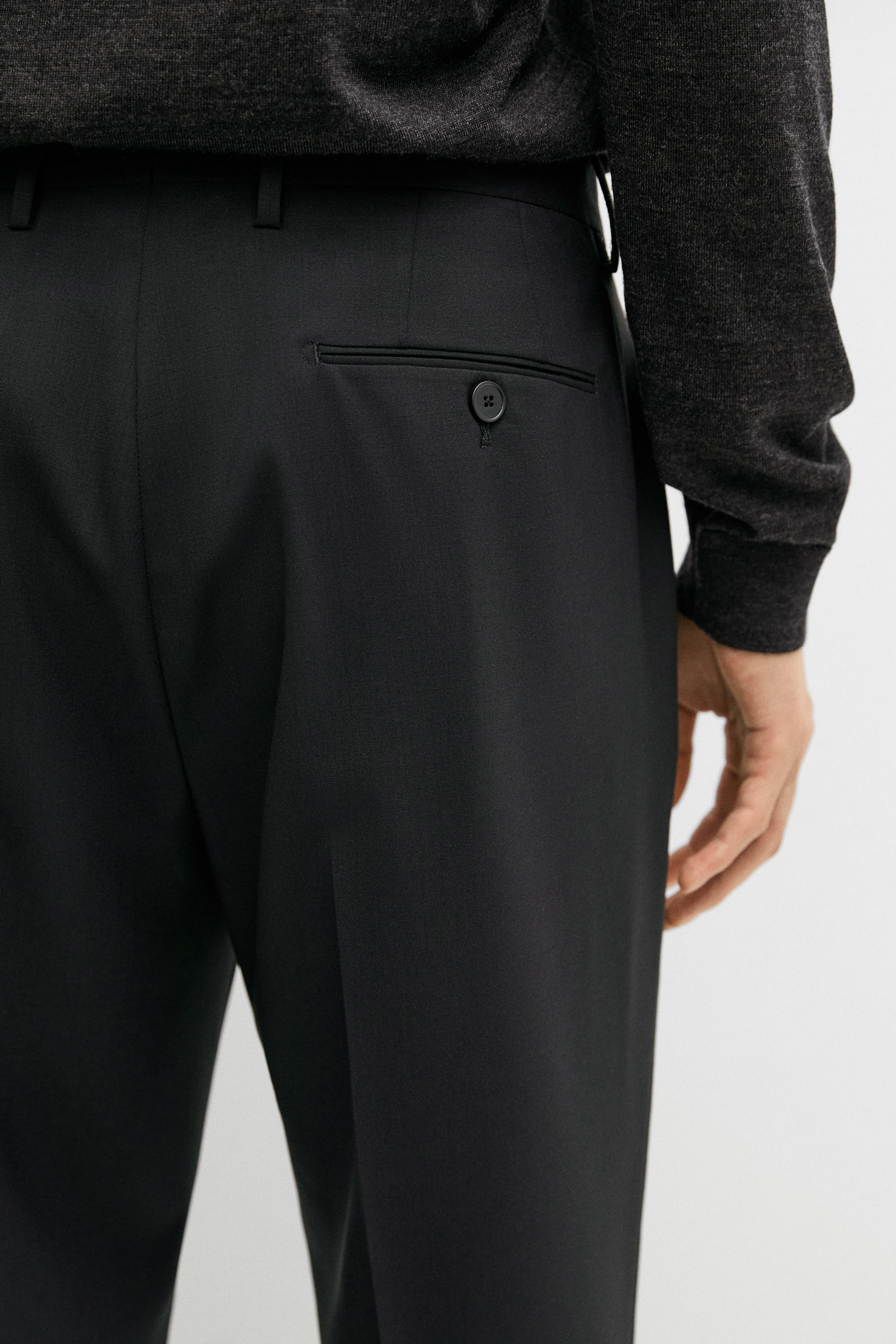 100% wool suit pants — BLACK