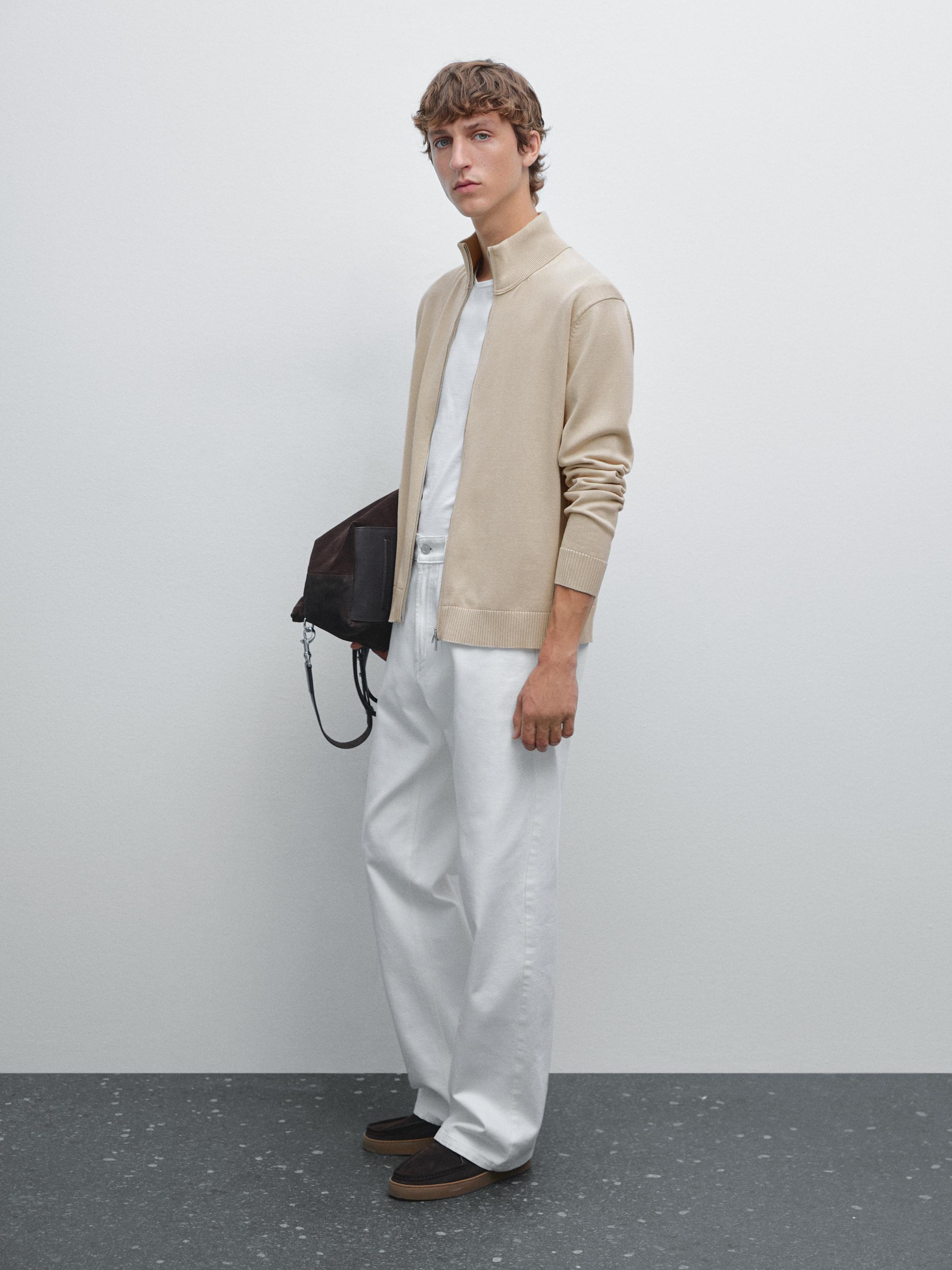 Cardigan à fermeture Éclair 100 % coton