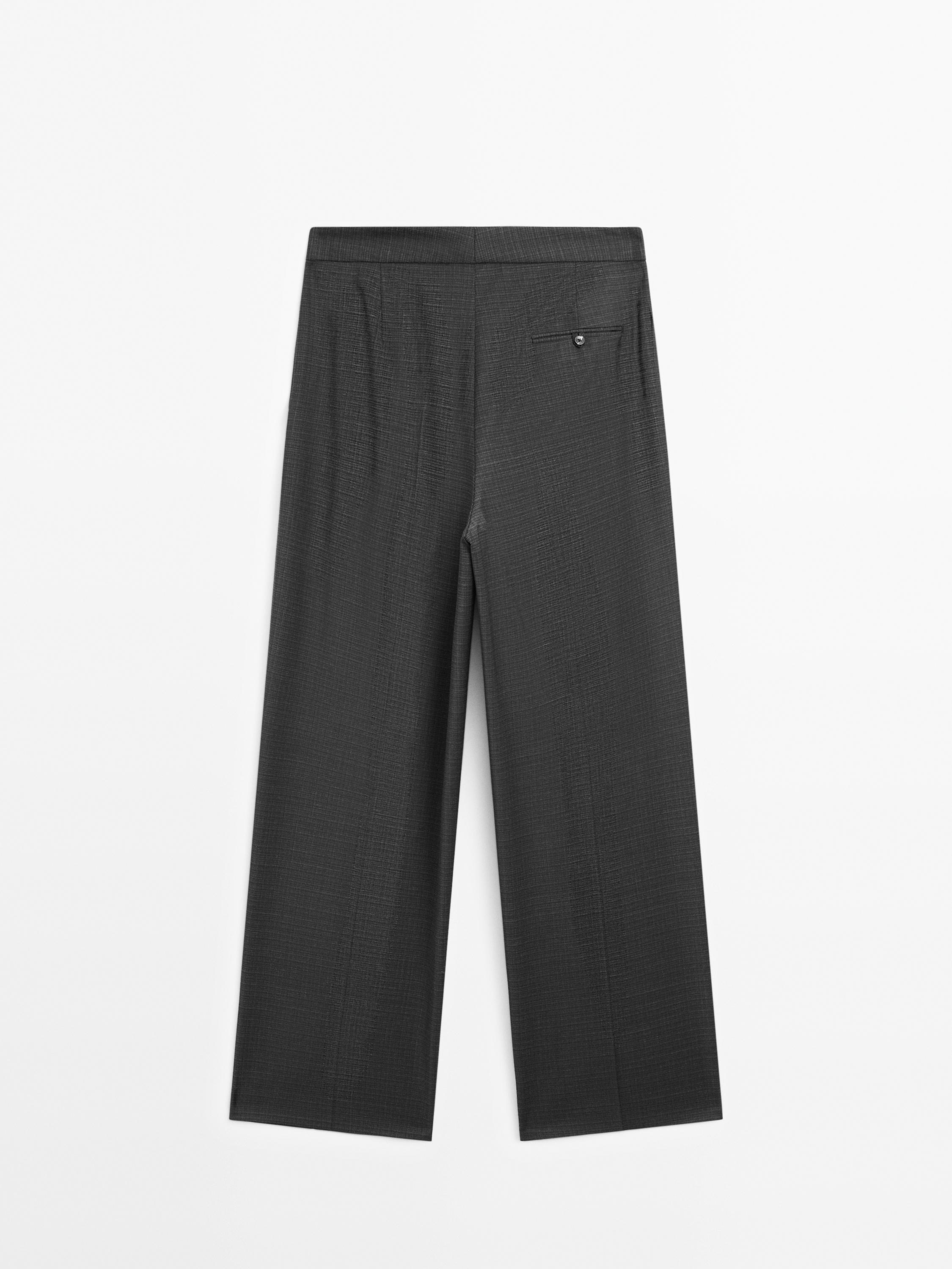 Wool blend darted trousers