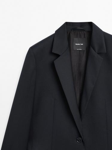 100% extra fine wool two-button blazer — NAVY BLUE 2