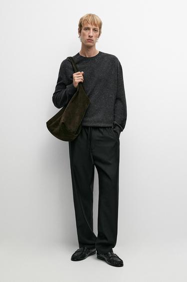 100% wool jogger fit pants — BLACK 1
