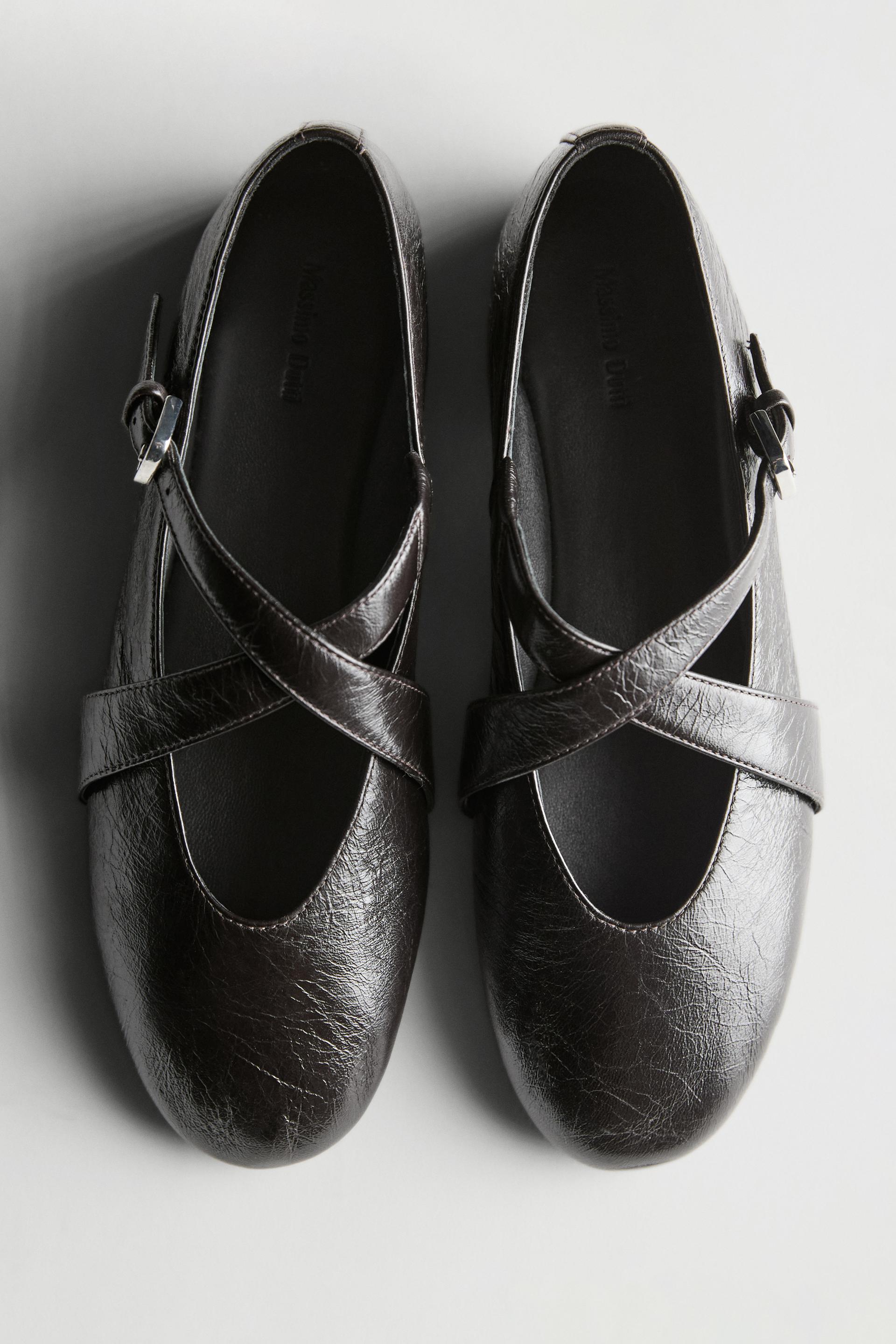 Bailarina Tiras Cruzadas Hebilla - Marrón - 40 - Massimo Dutti - Mujer