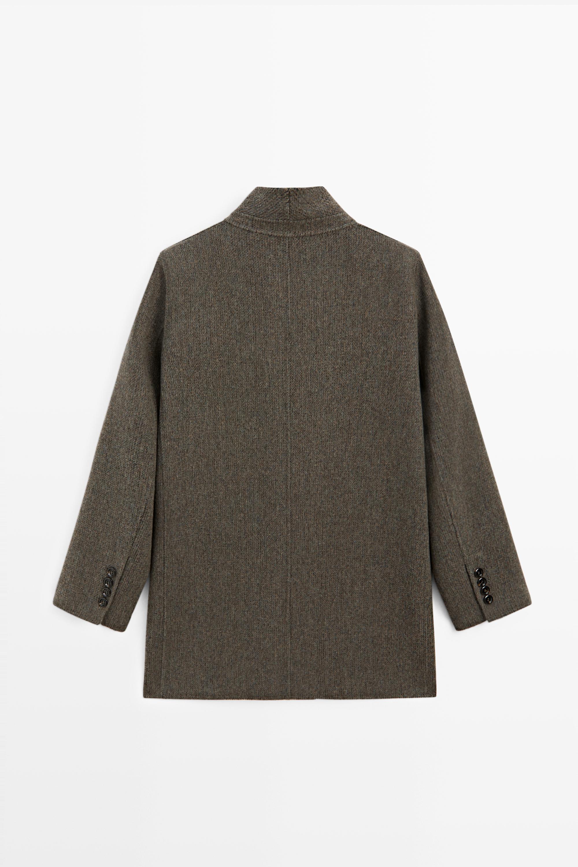 Mid-length double-breasted coat with button detail — BROWN