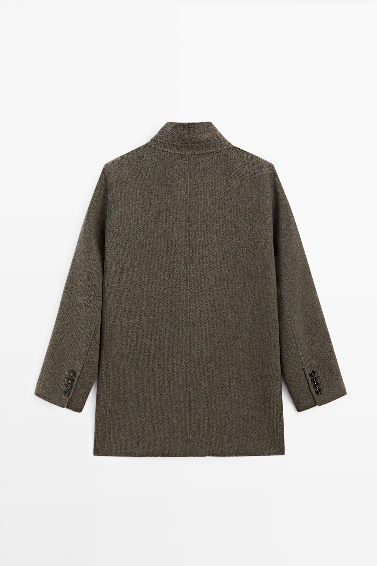 Mid-length double-breasted coat with button detail — BROWN