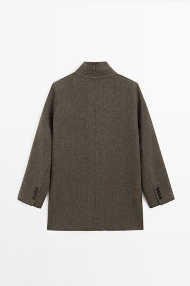 Mid-length double-breasted coat with button detail — BROWN 6