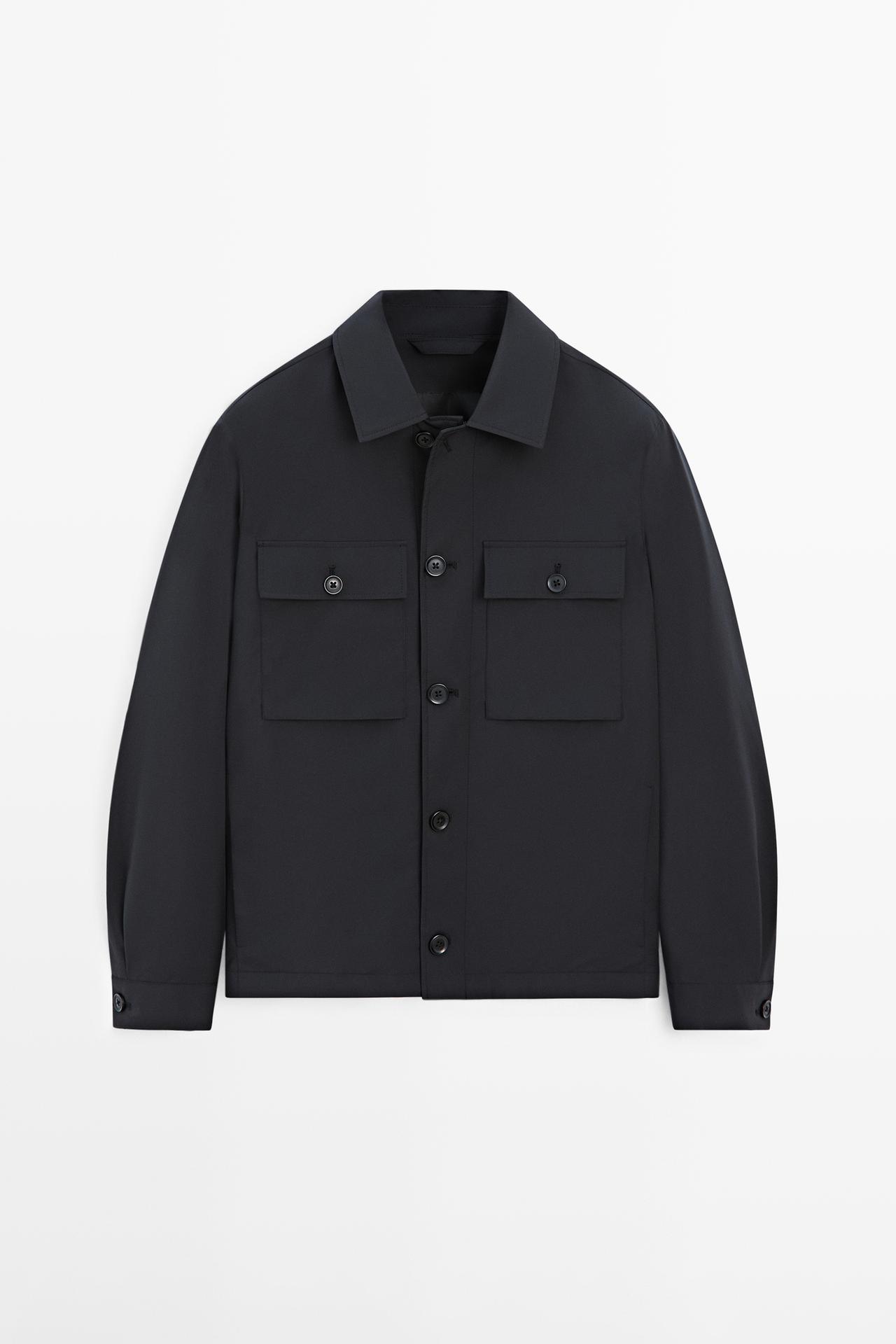 Massimo Dutti - Herre - Kort Jakke Med Lommedetaljer - Marineblå - Xl