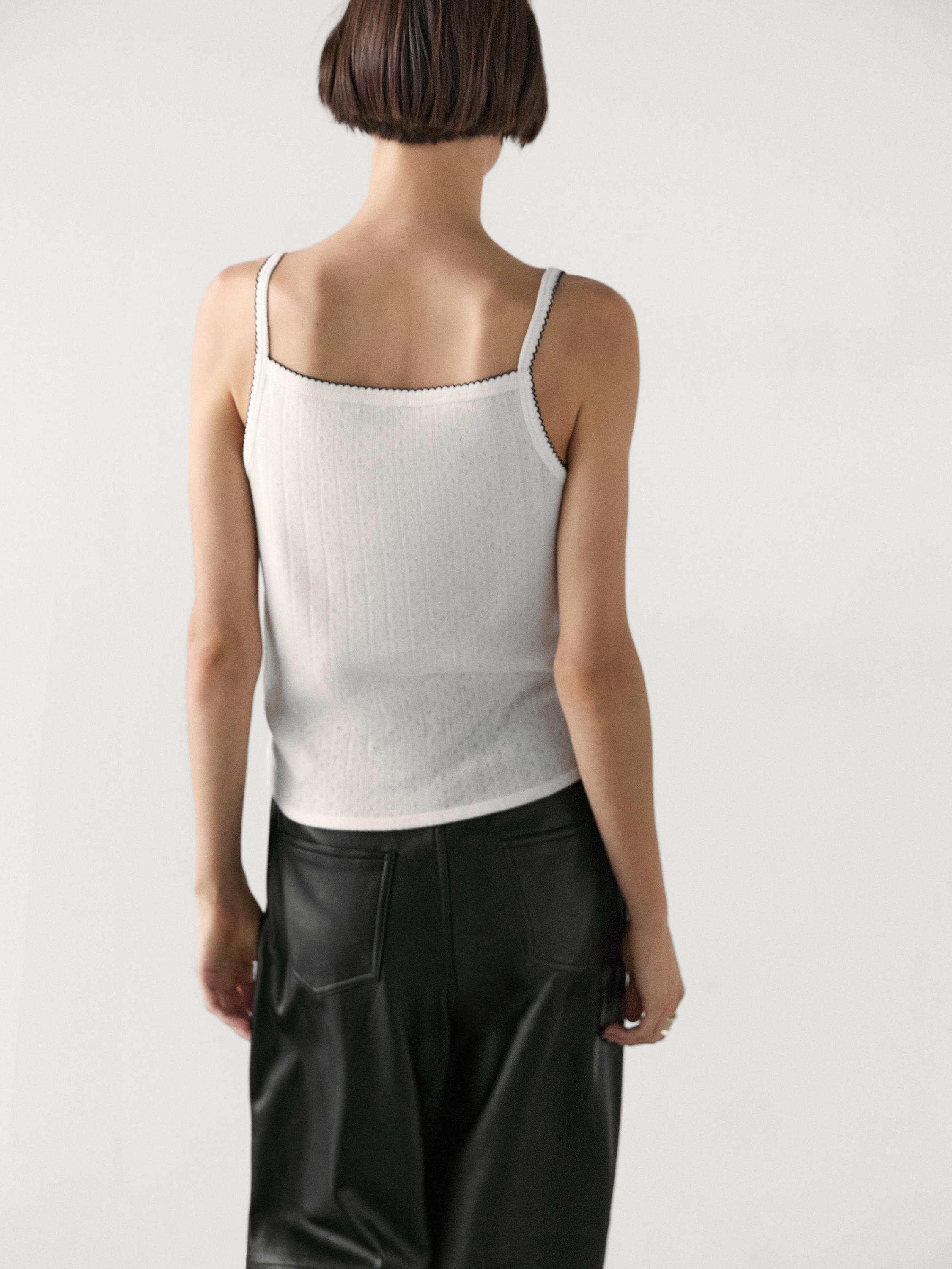 Pointelle top with bow detail