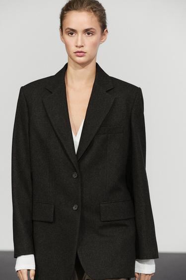 Two-button wool-blend blazer — MINK 3