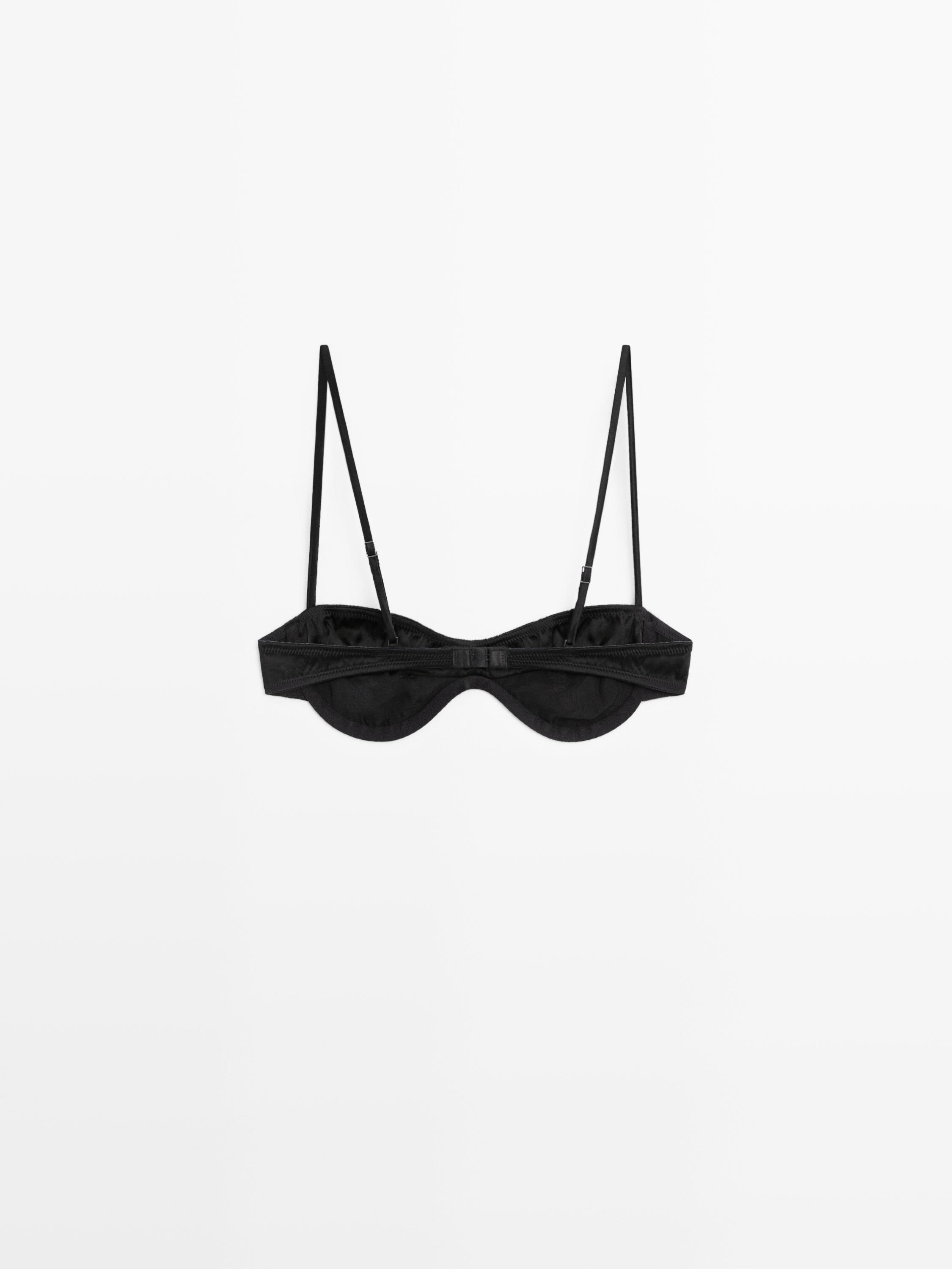 Bandeau top with underwire and seam detail — BLACK