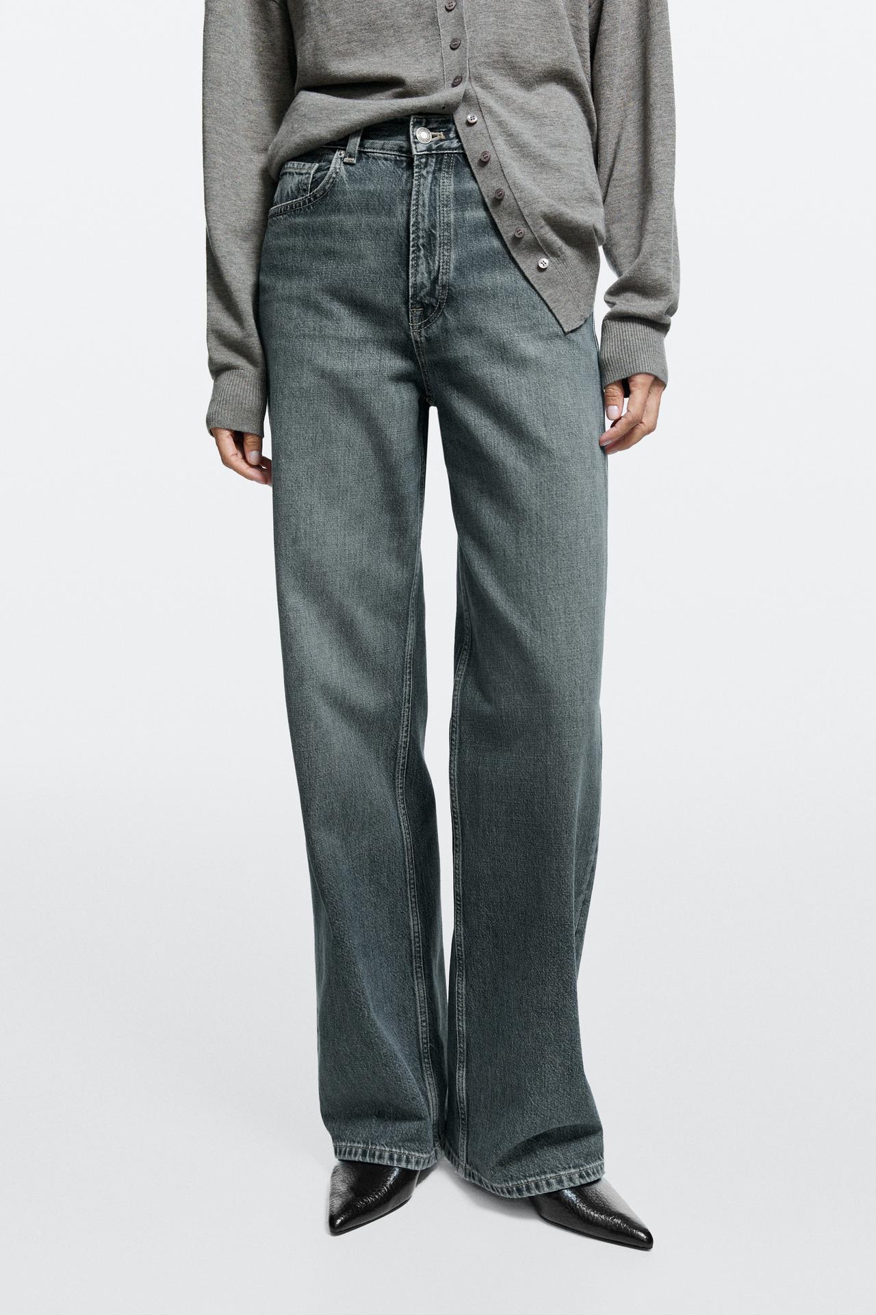 High-waist wide-leg jeans — Dark blue
