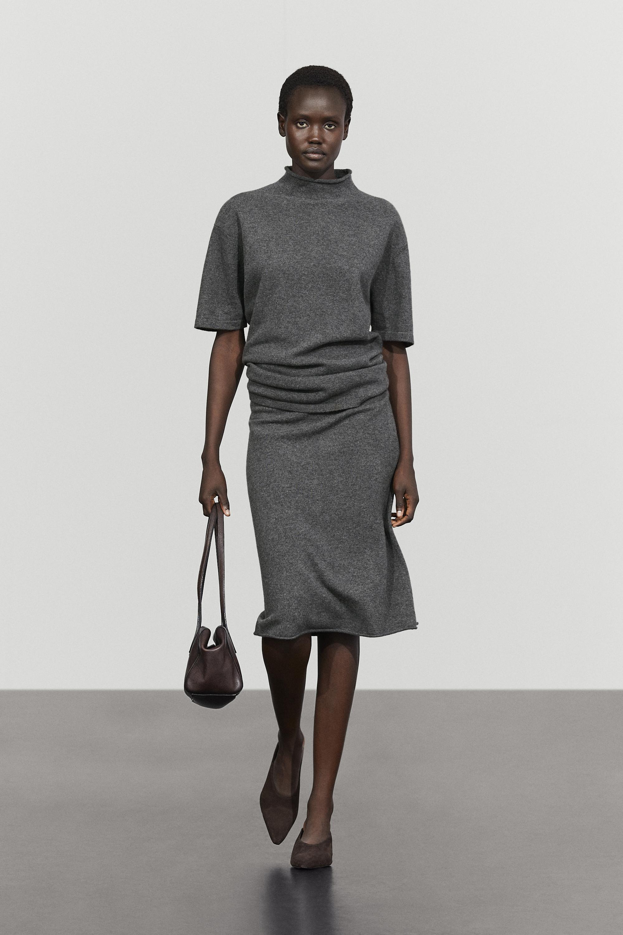 Wool blend mock turtleneck knit sweater