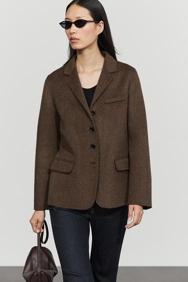 Wool blend blazer — BROWN 5