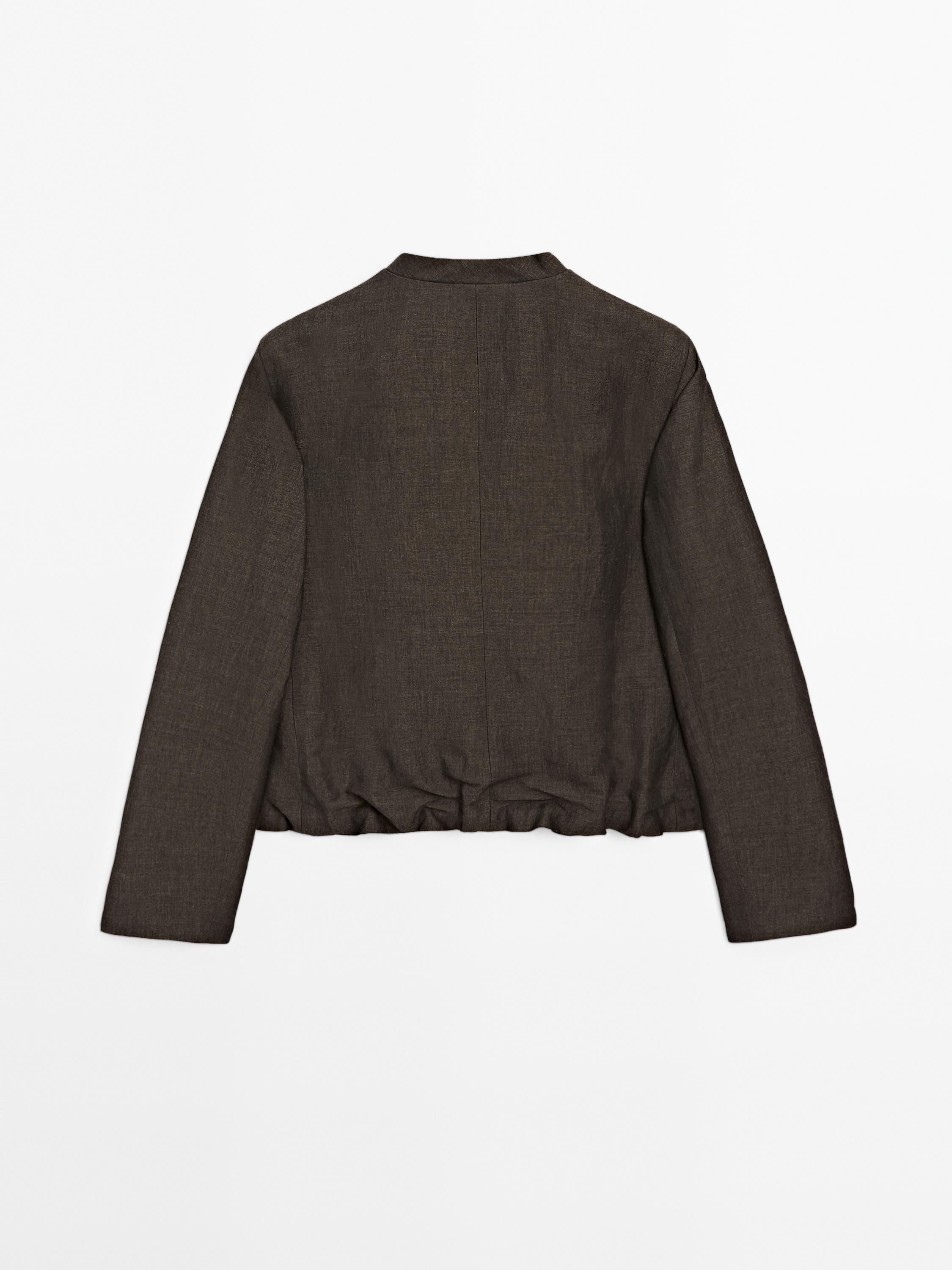 Linen blend jacket with button detail