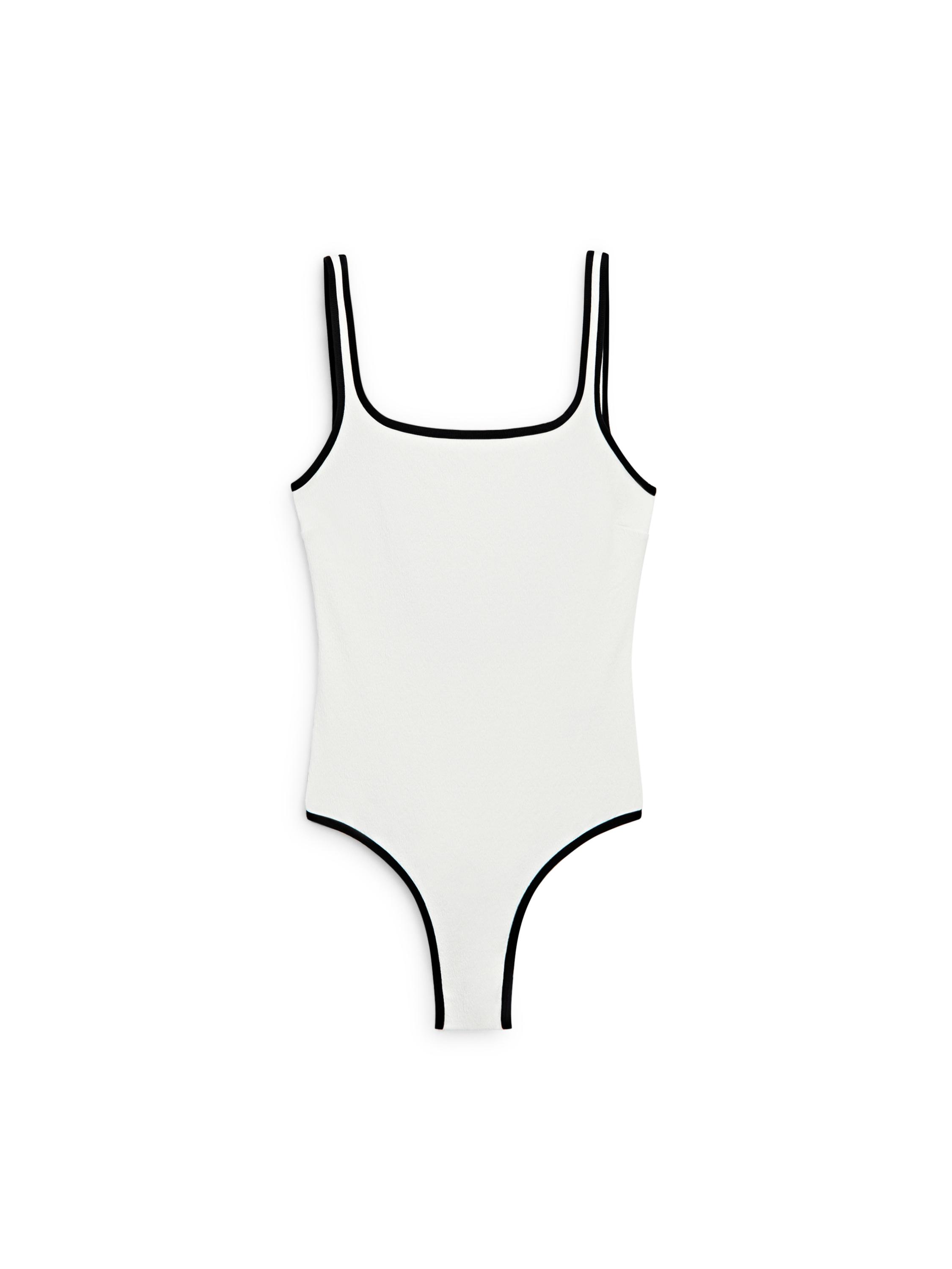 Contrast texture swimsuit — Off white