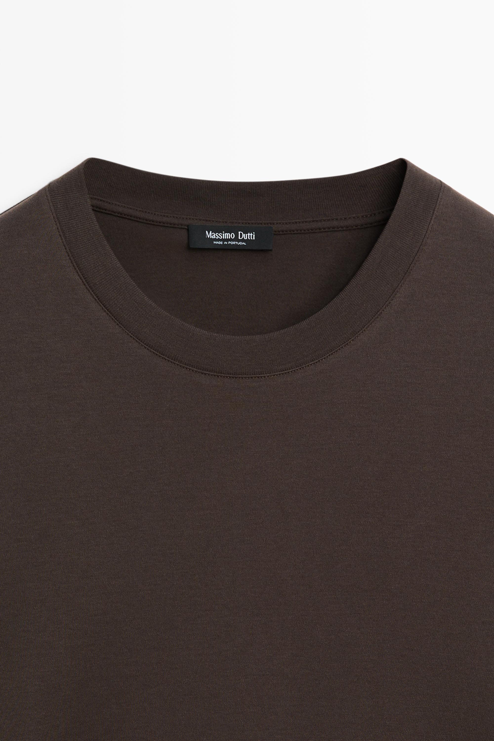 100% cotton long sleeve T-shirt — PALE OCHRE