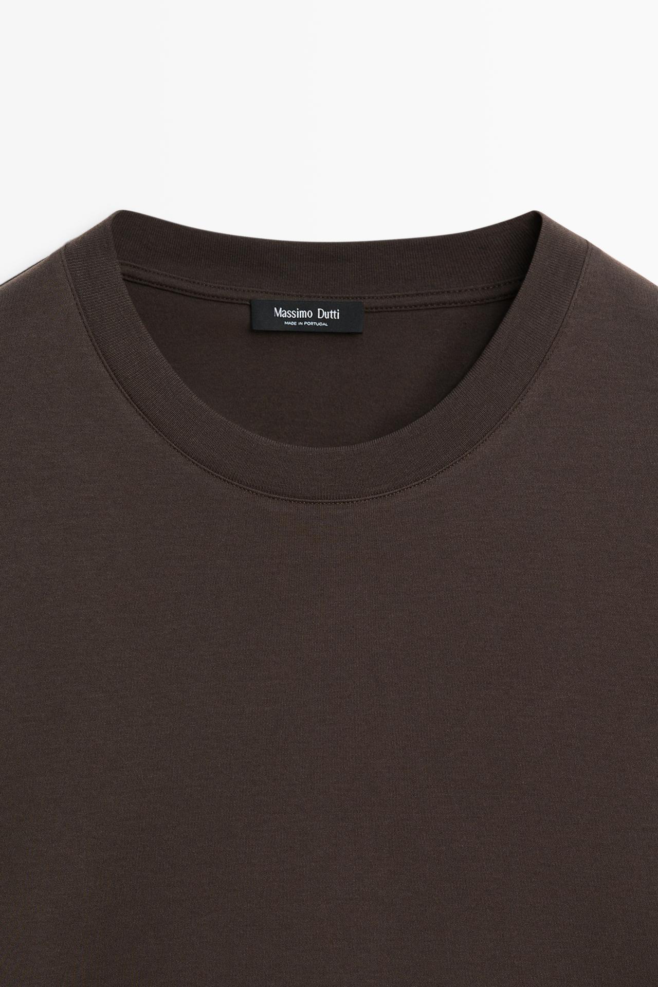 100% cotton long sleeve T-shirt — PALE OCHRE