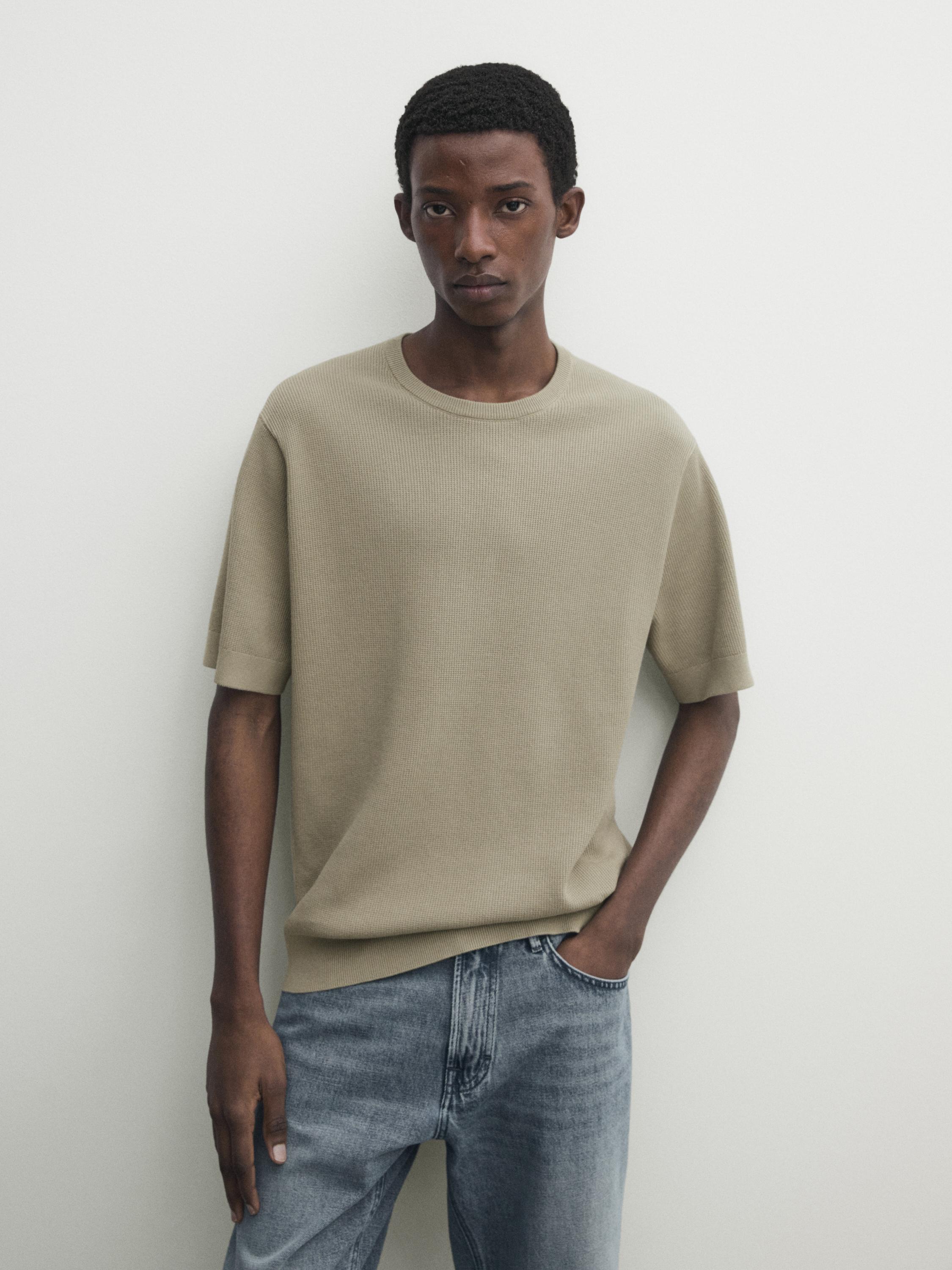 T-shirt en maille de coton à manches courtes