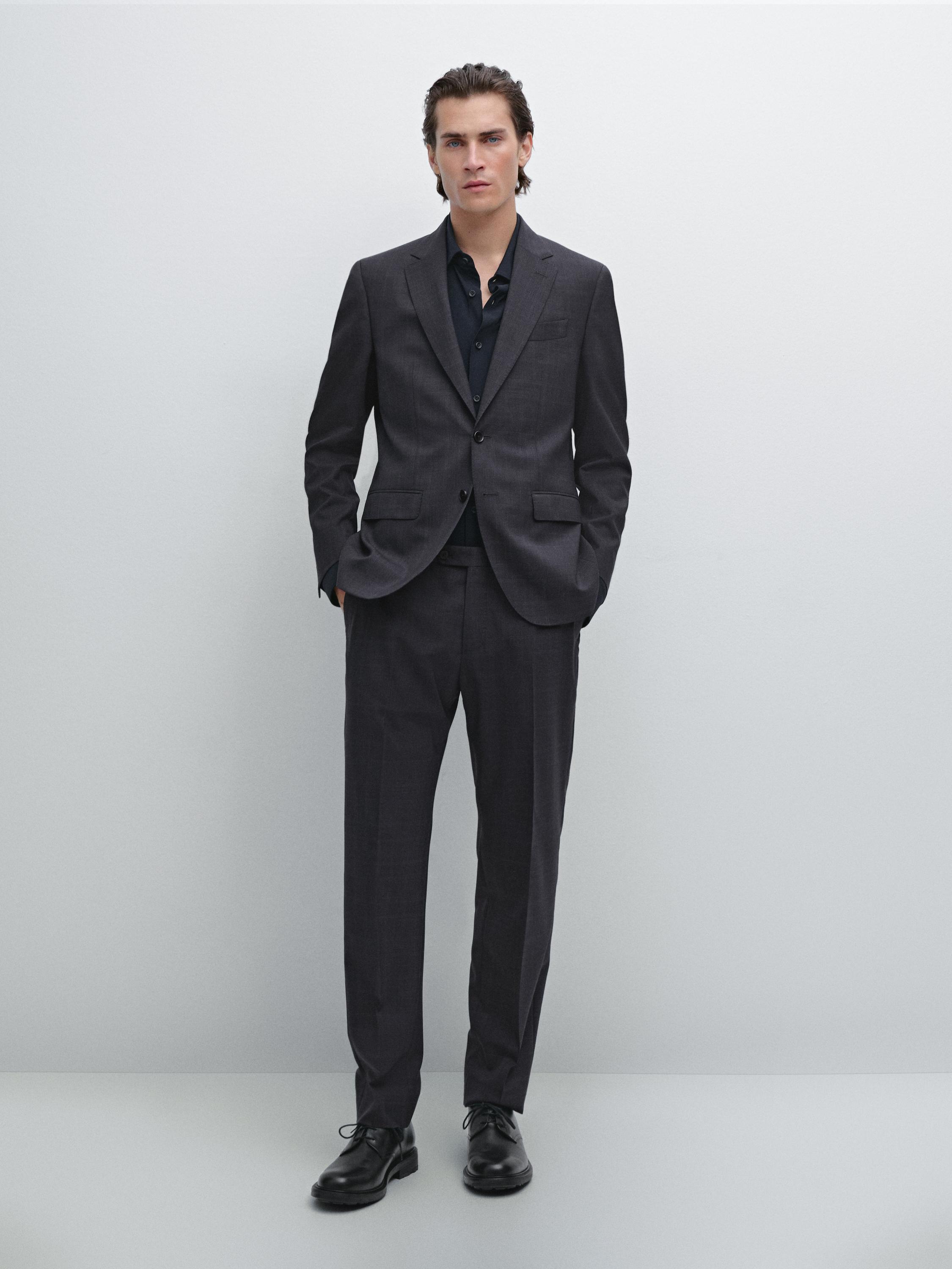 100% wool check suit blazer