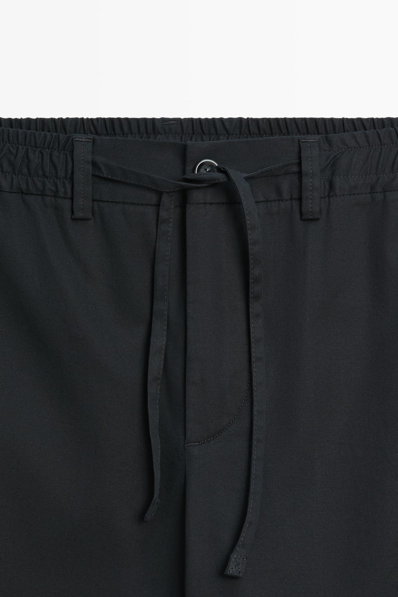 Cotton blend jogger fit pants — NAVY BLUE