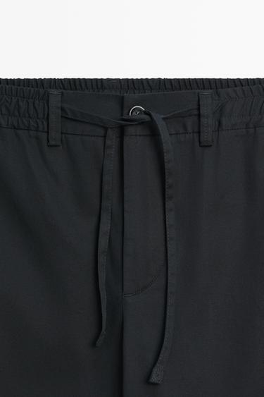 Cotton blend jogger fit pants — NAVY BLUE 4