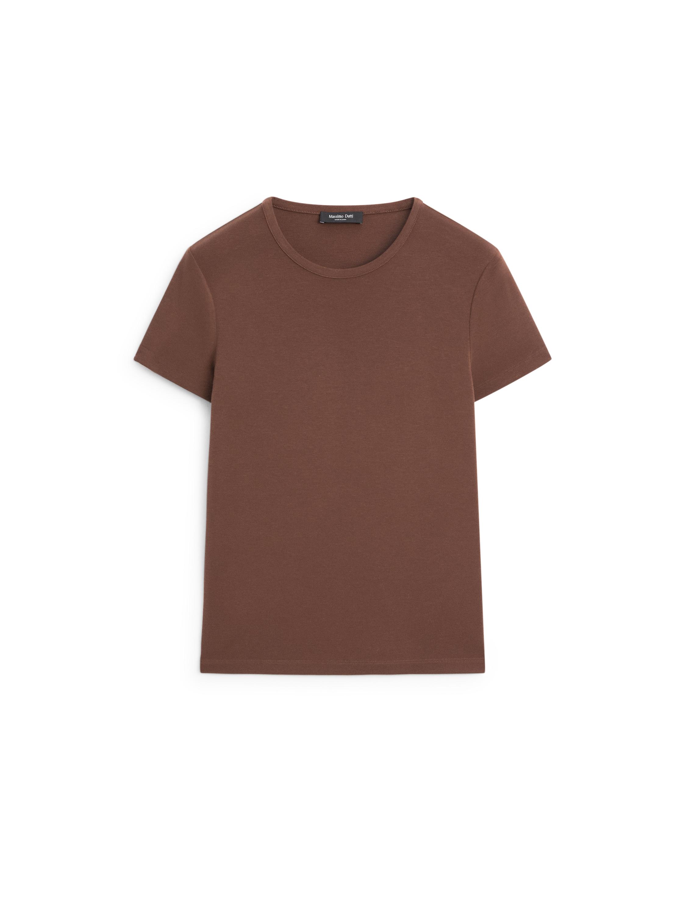Lyocell blend short sleeve T-shirt — BROWN