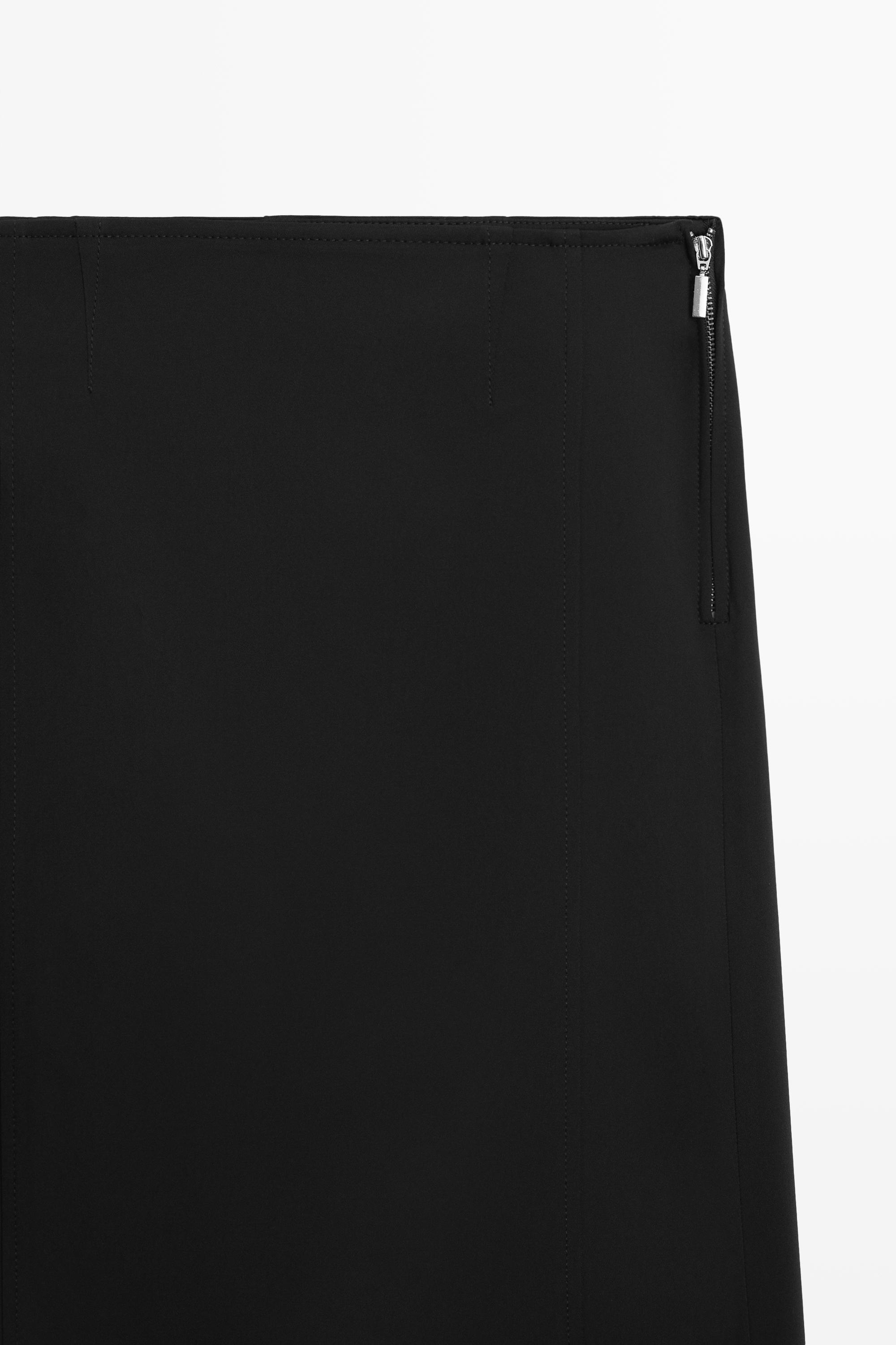 Straight midi skirt — BLACK