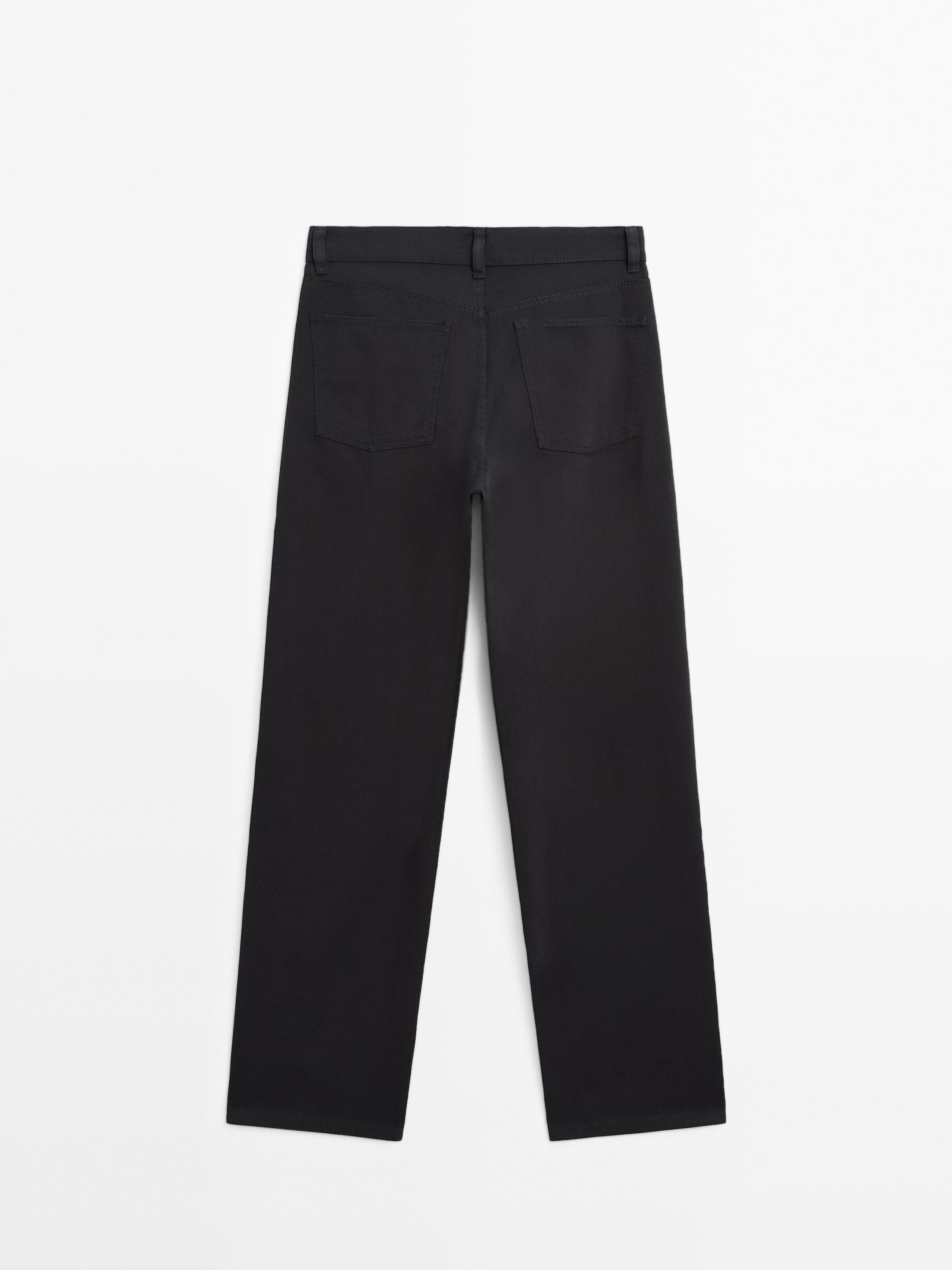 Mid-waist straight-leg trousers