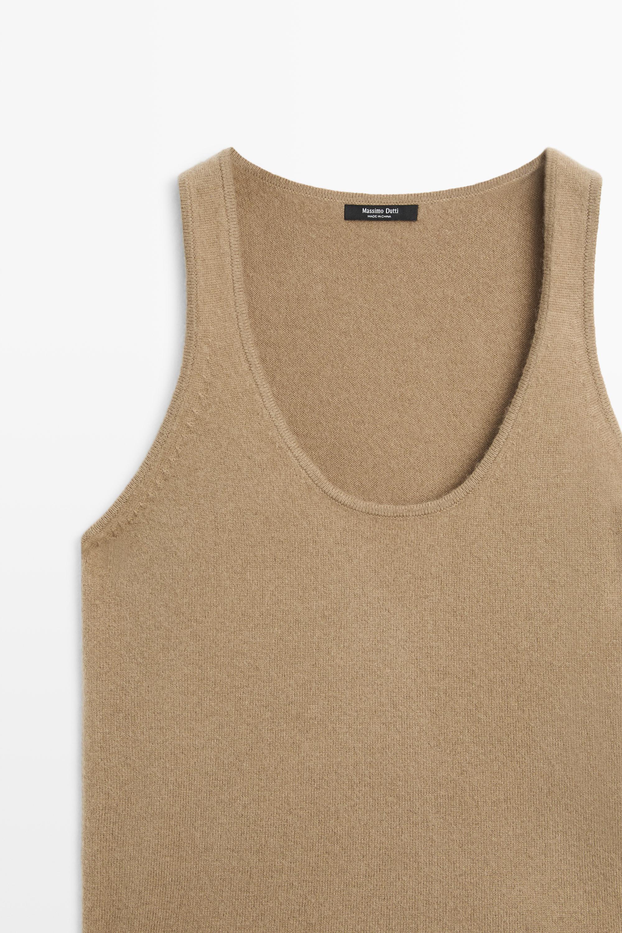 Wool blend knit round neck top — GREENISH