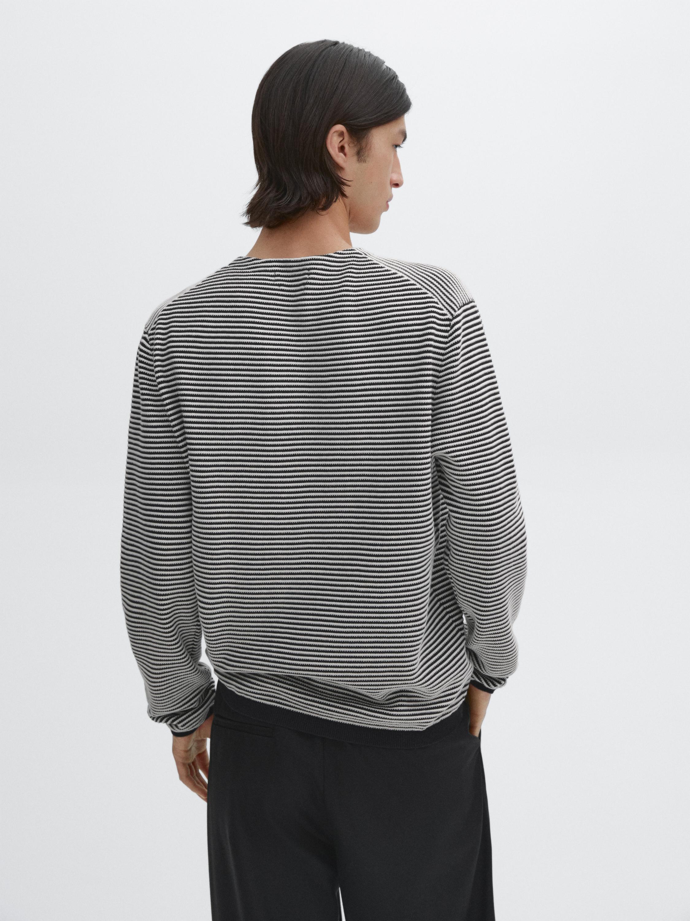 سويتر محاك مخطط قطن 100%