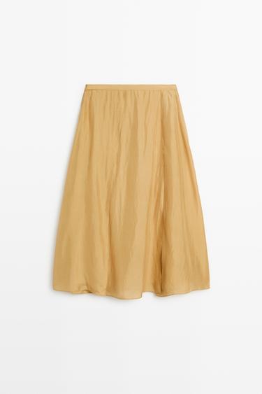 Flowing 100% silk total-look midi skirt — YELLOW 6