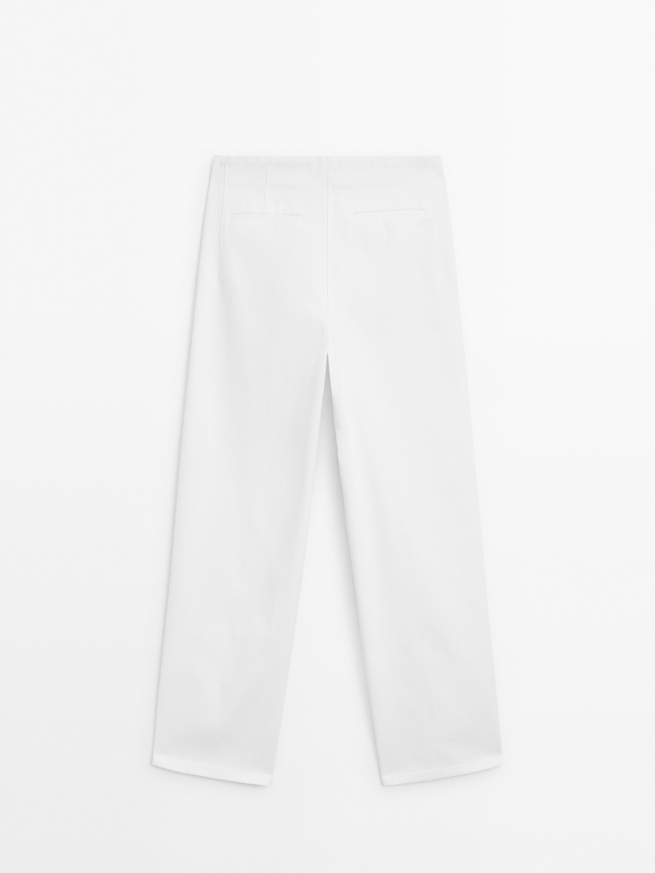 Wide-leg cotton trousers with no waistband