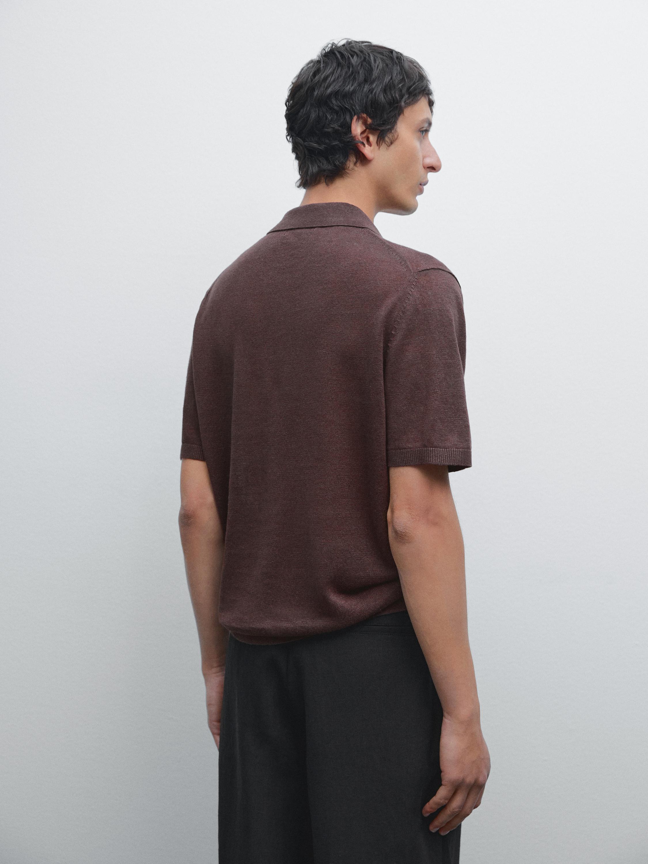 100% linen knit polo shirt