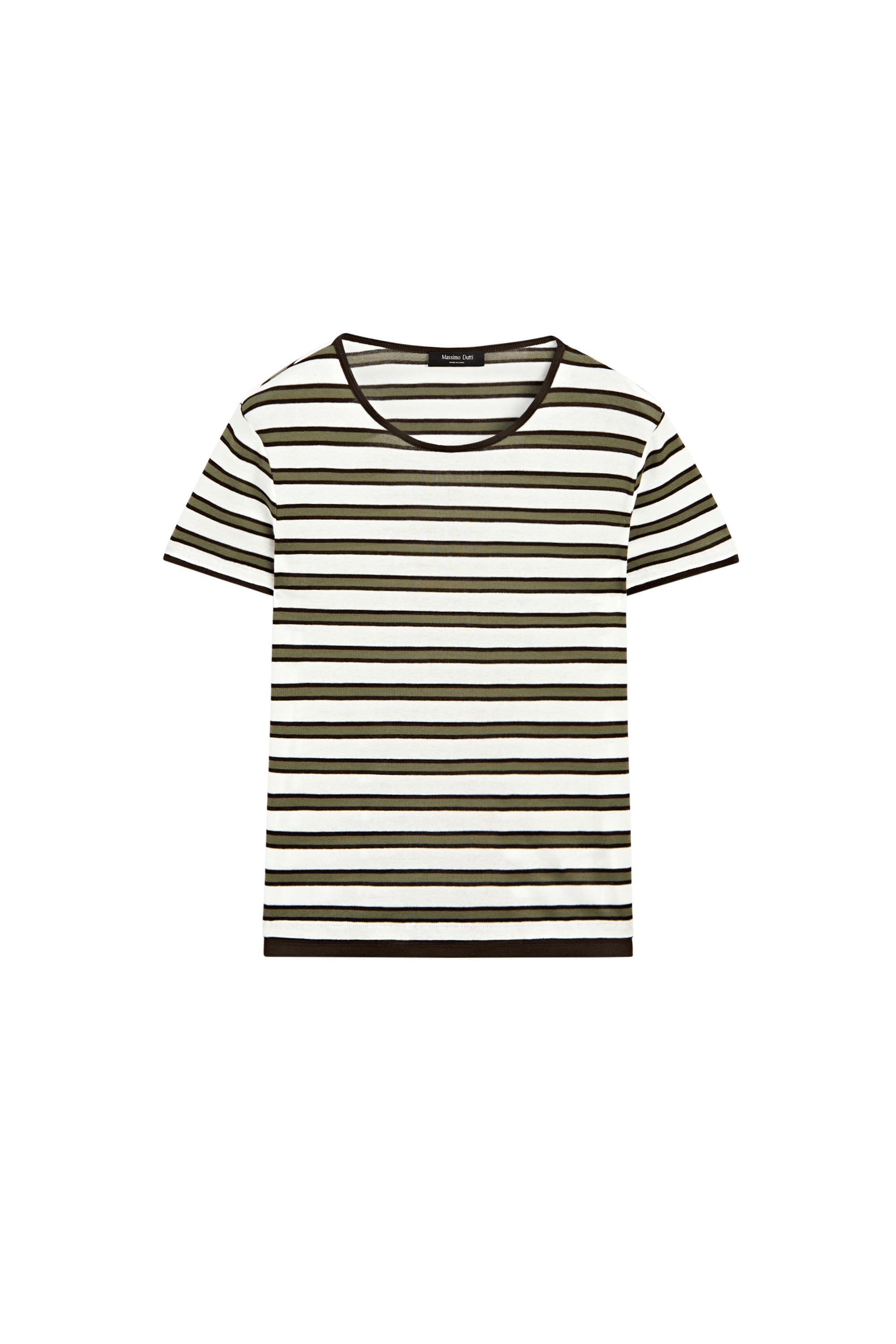 Massimo Dutti %100 pamuklu kısa kollu çizgili t-shirt görsel 6