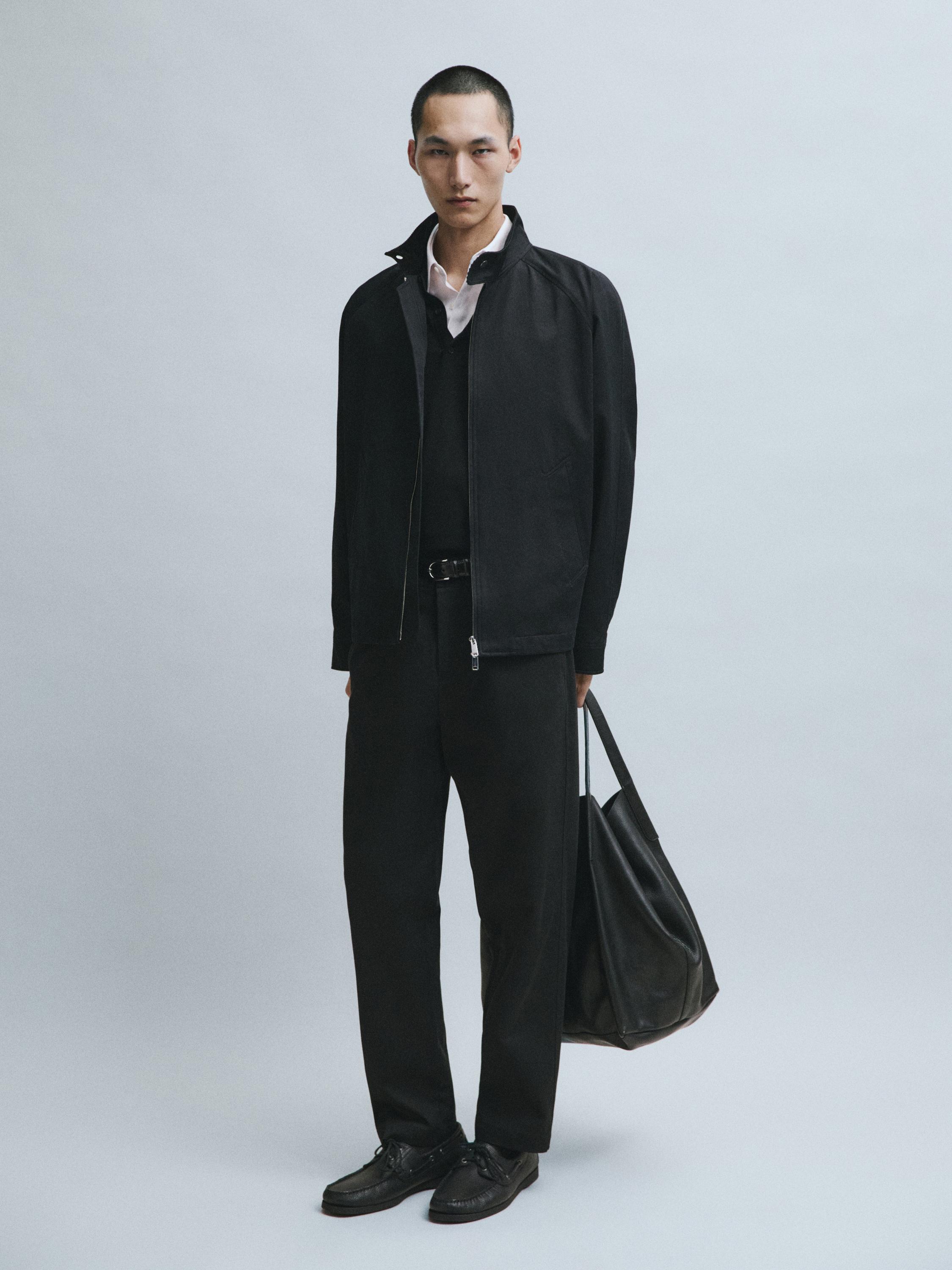 Bomber jacket with collar detail — DARK NAVY