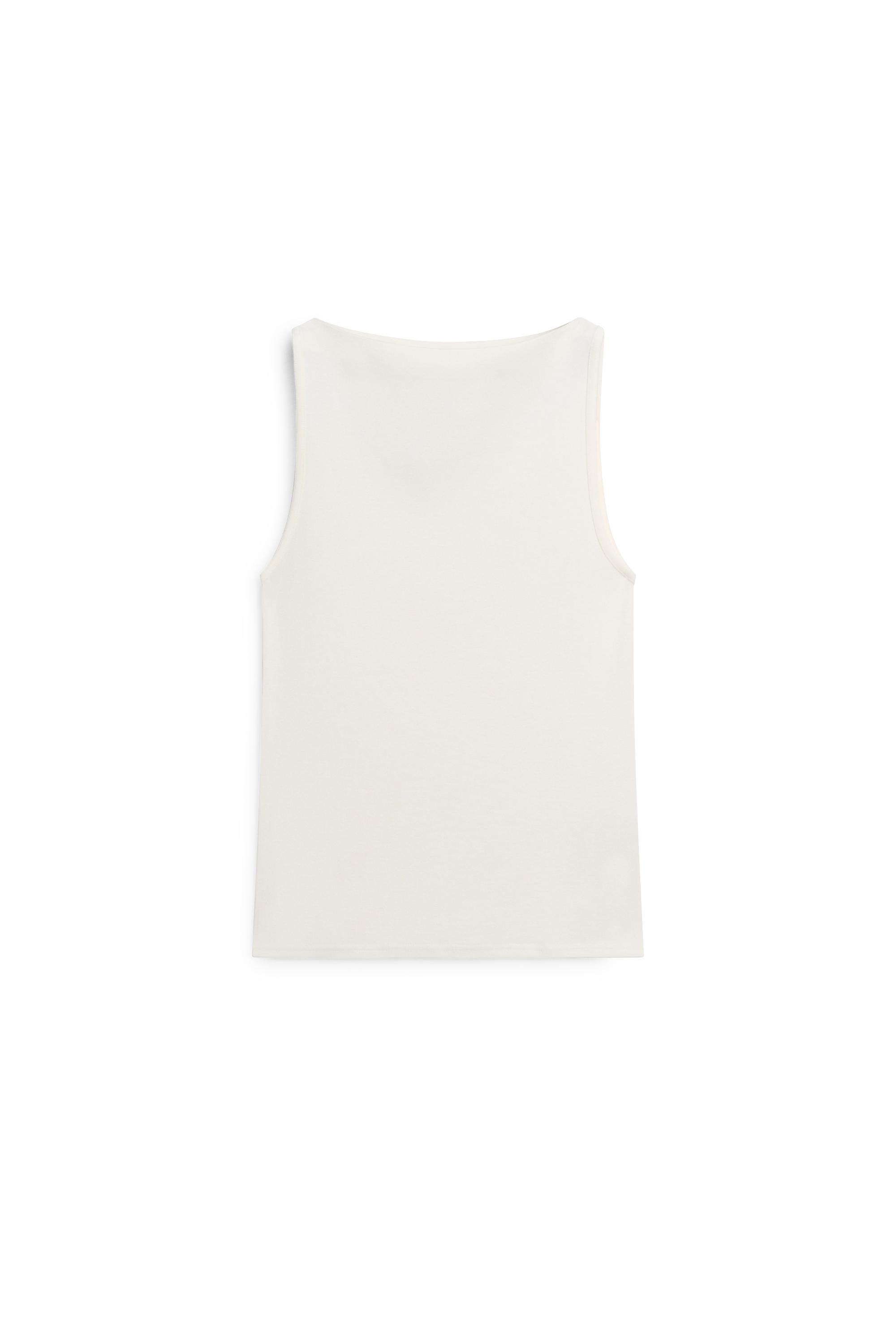 100% cotton straight neckline T-shirt — CREAM
