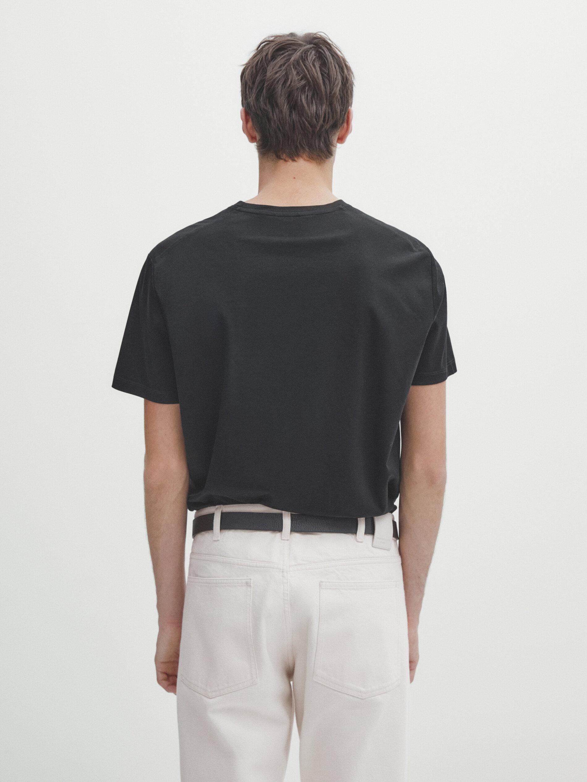 100% mercerised cotton T-shirt — BLACK