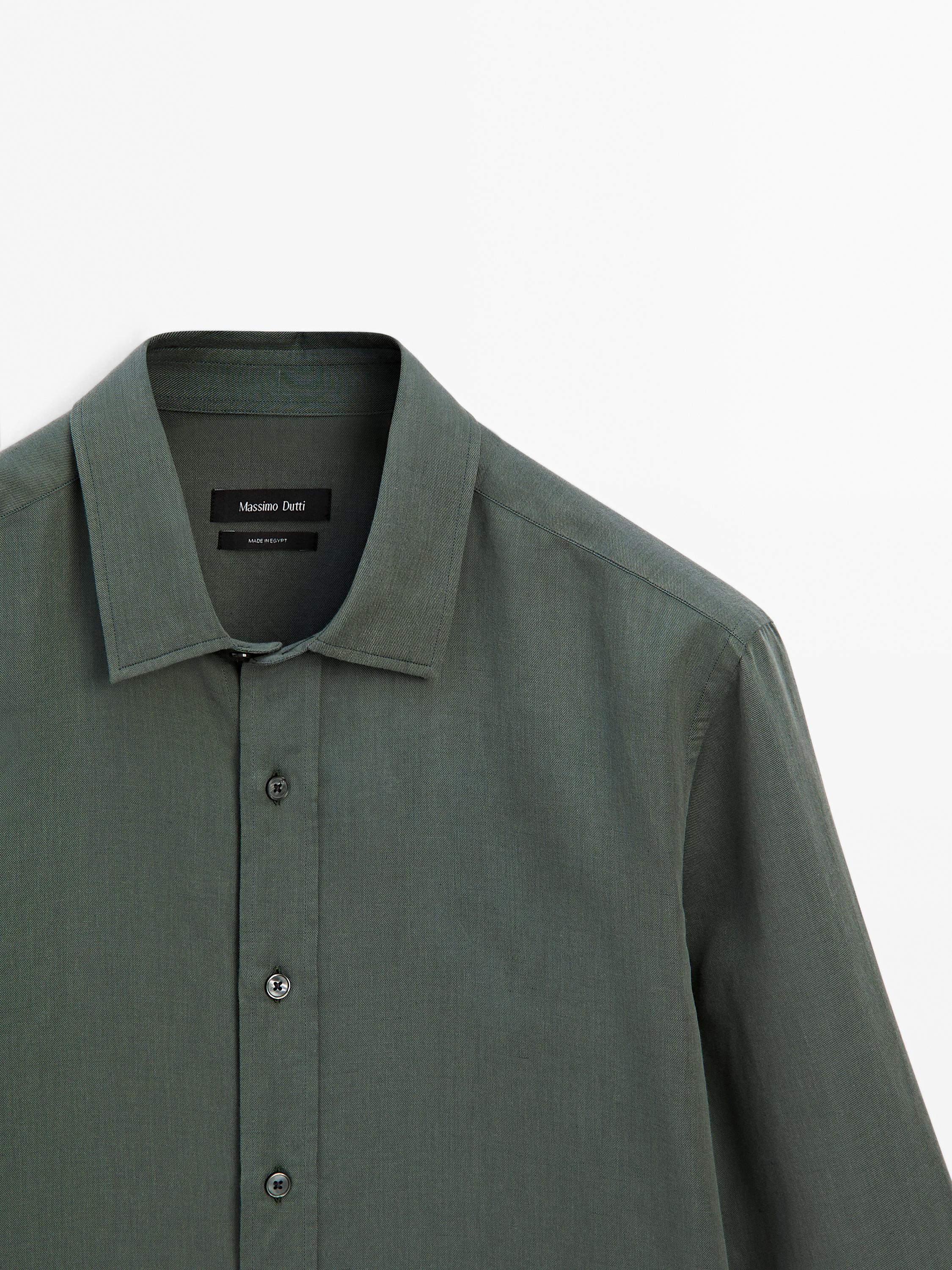 Regular fit cotton blend shirt