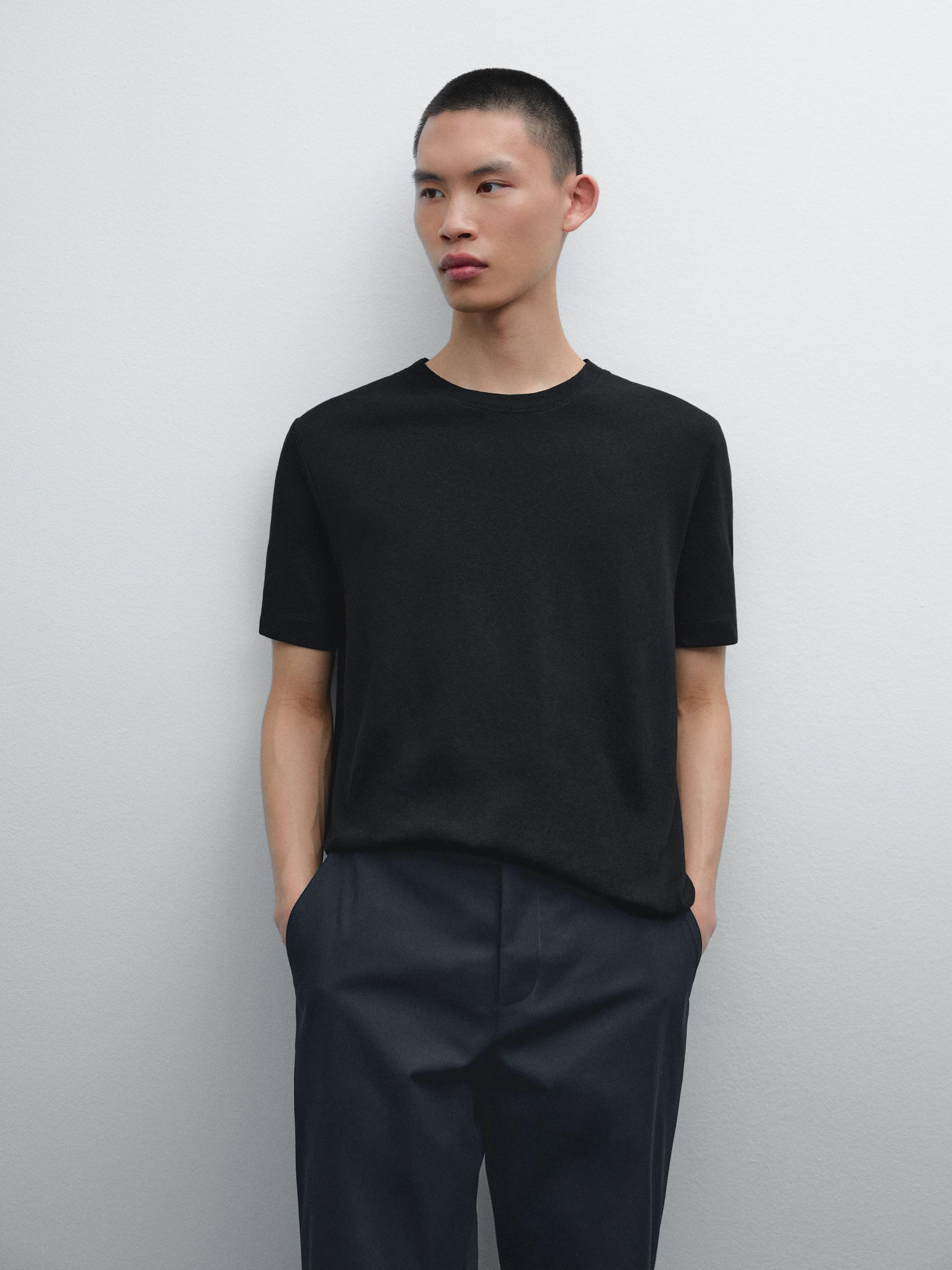 Short sleeve T-shirt with linen