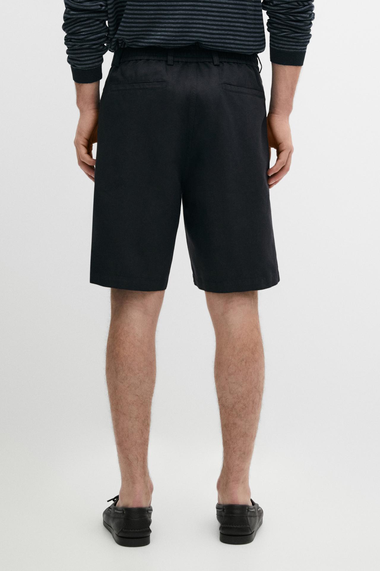 Linen blend Bermuda shorts — NAVY BLUE