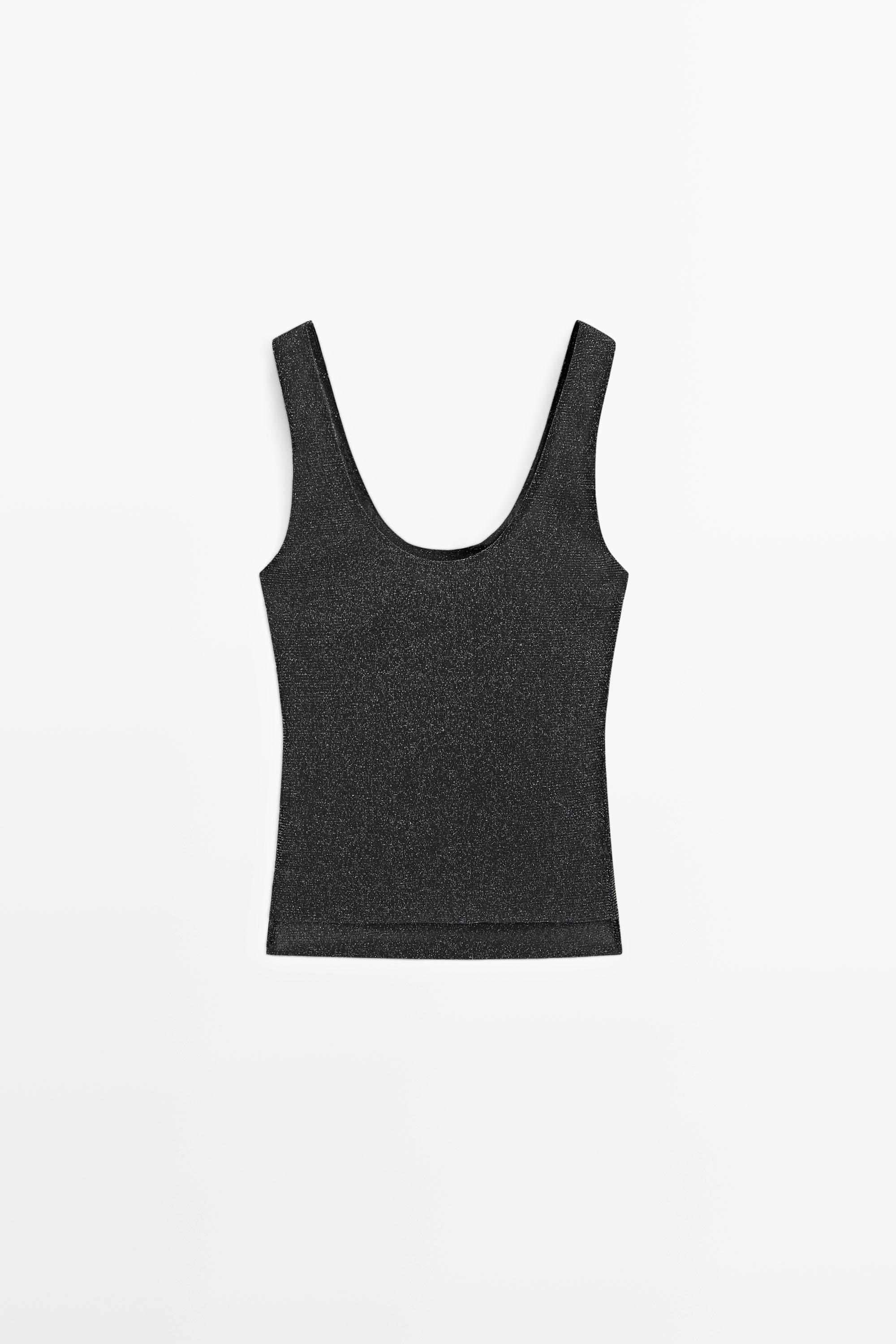 Semi-sheer metallic-effect strappy top — LEAD