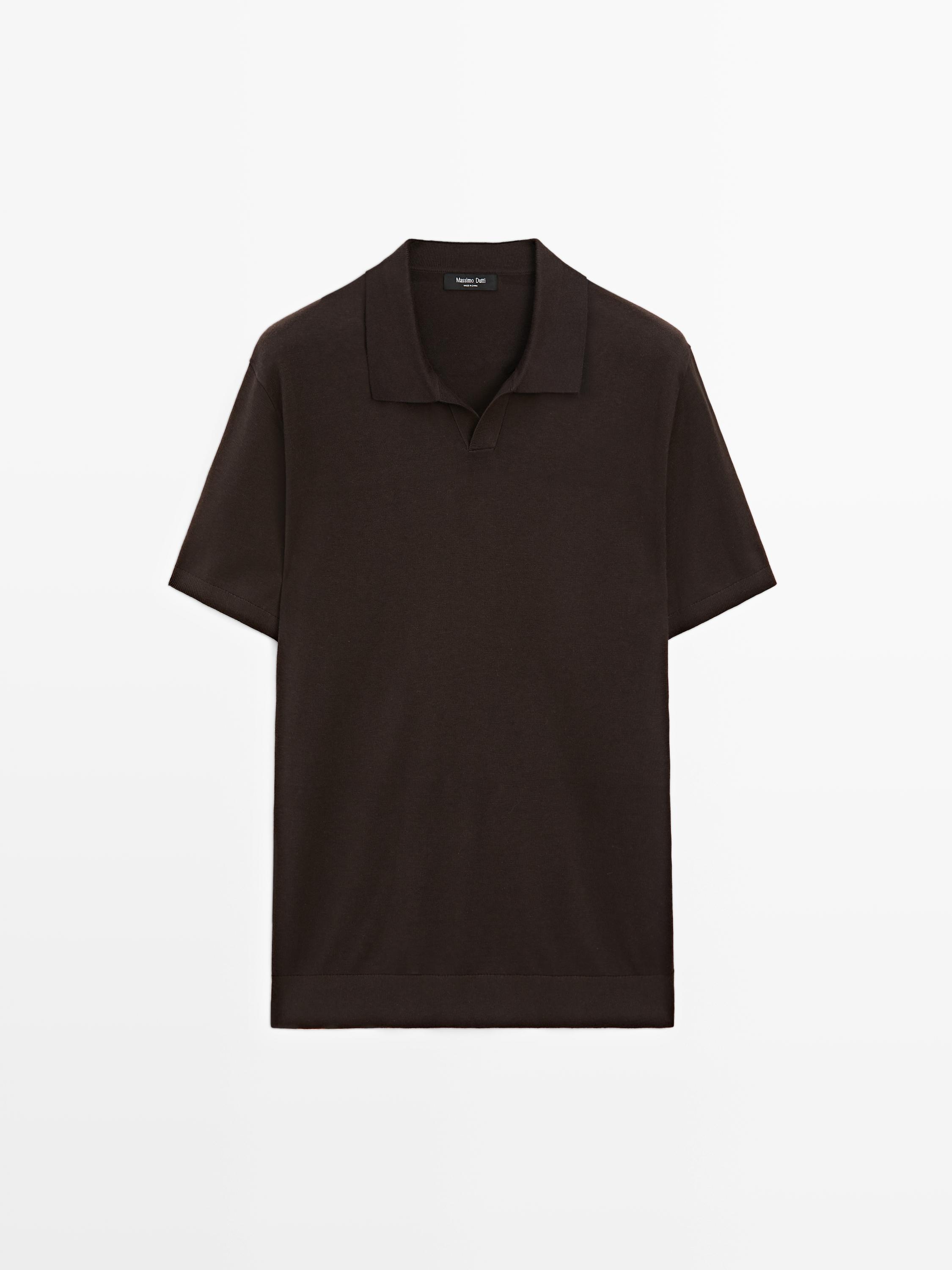 Short sleeve V-neck polo sweater