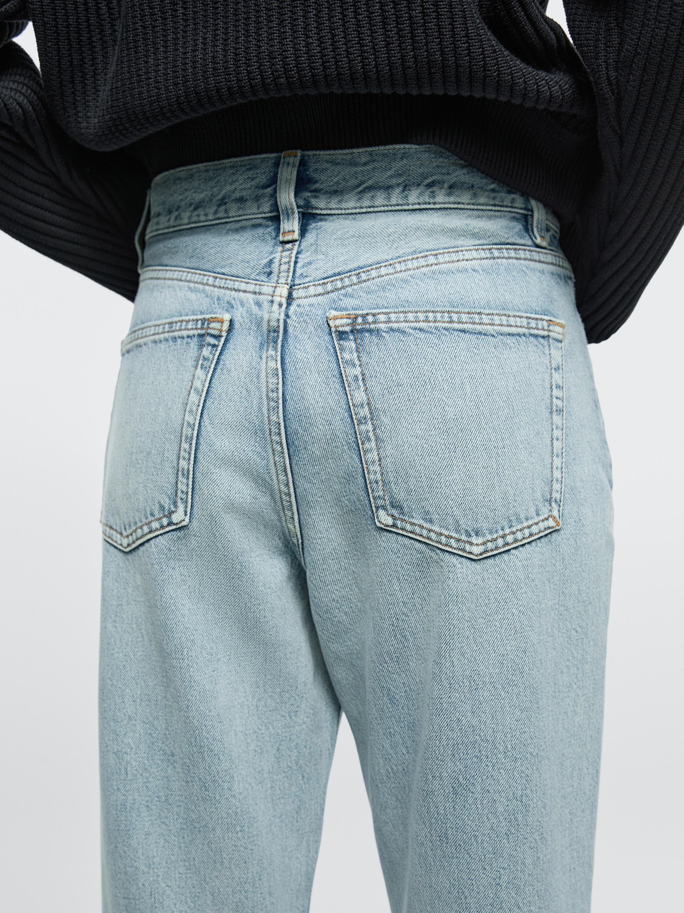 Straight-leg high-waist jeans — Light Blue