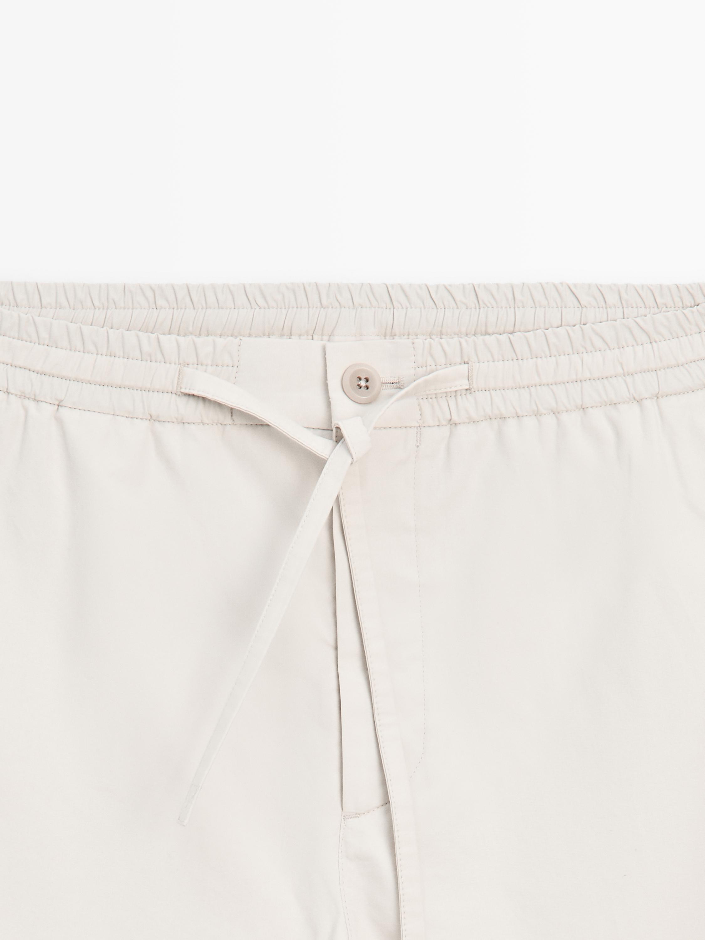 100% cotton jogger fit Bermuda shorts — BEIGE