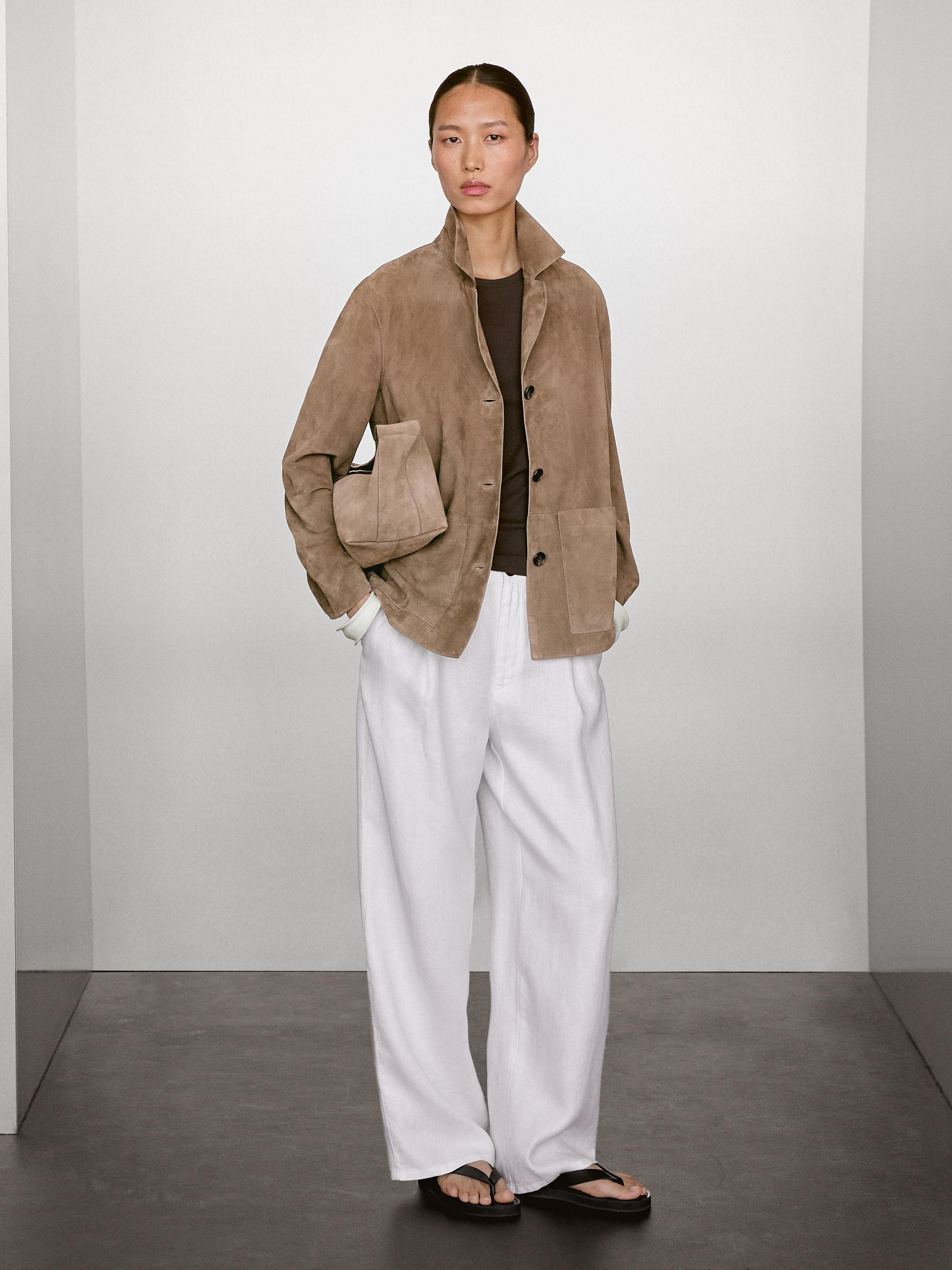 Flowing suede leather blazer