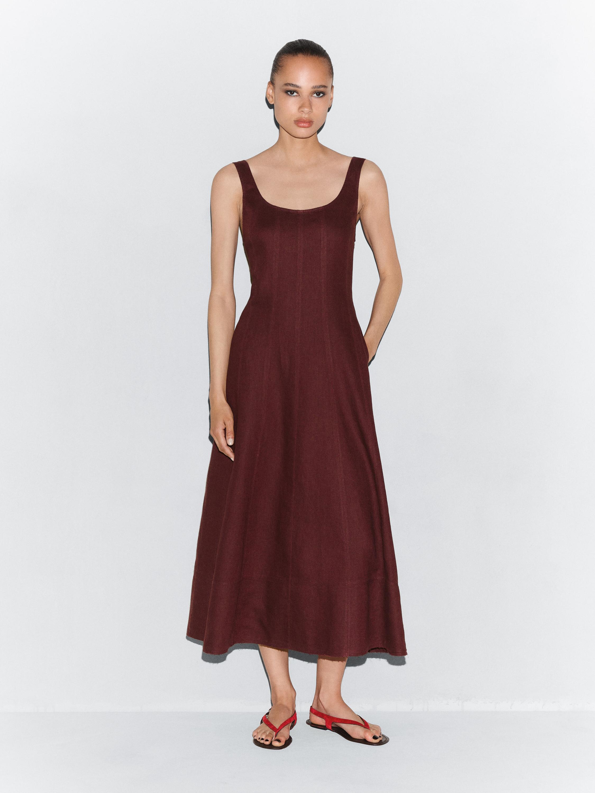 Long flowing 100% linen dress