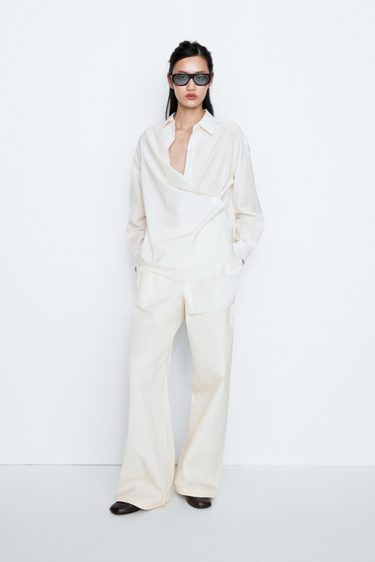 Flowing button-detail shirt - STUDIO — CREAM